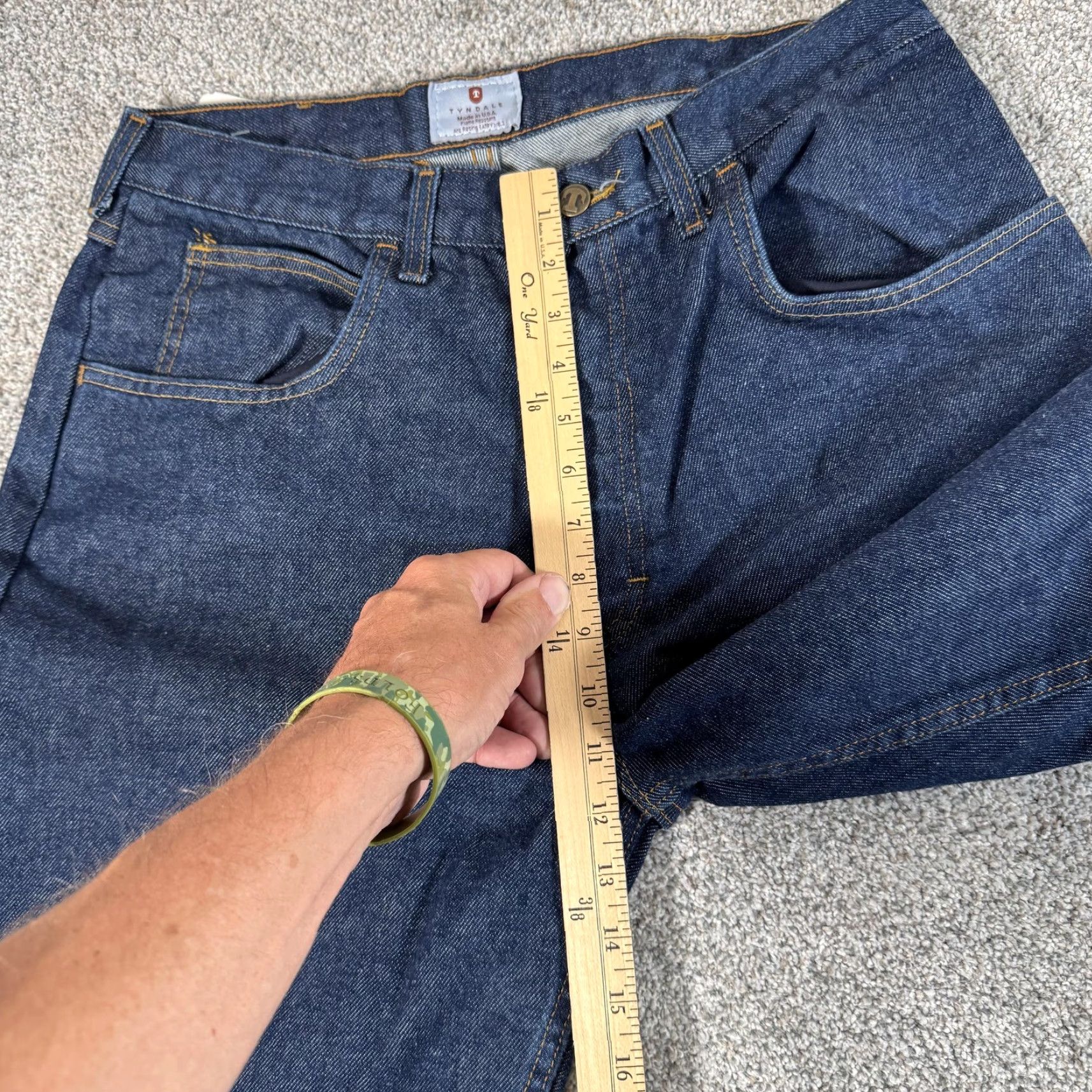 Vintage Tyndale Jeans Men 32x30 FR Flame-Resistant Blue Denim Indura I230T USA Zip Pockets 5-Pocket Mens Straight Jeans Size US 34 / EU 50 - 5 Thumbnail