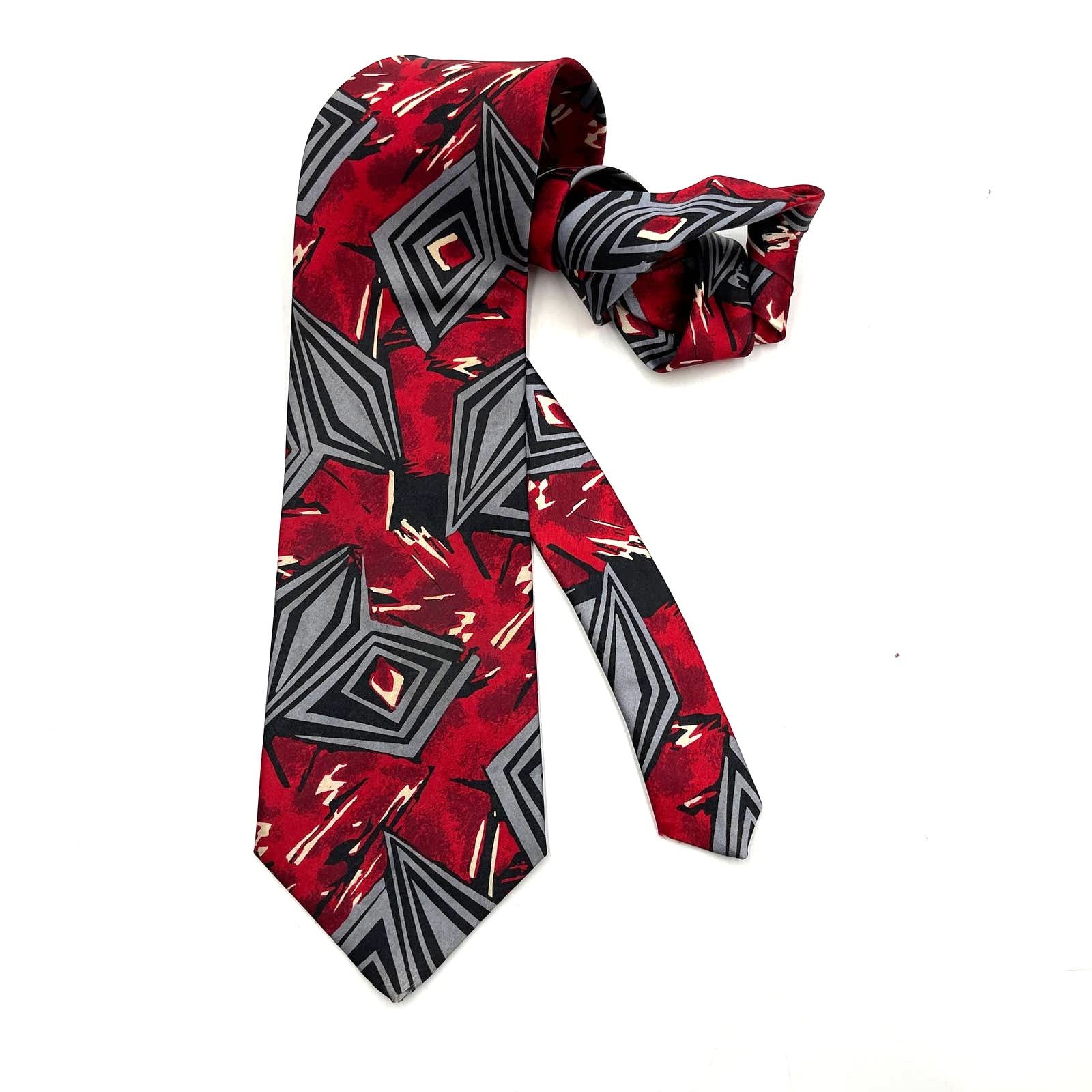 Pierre Balmain Vintage Balmain Tie Abstract Geometric Red Size ONE SIZE - 2 Thumbnail