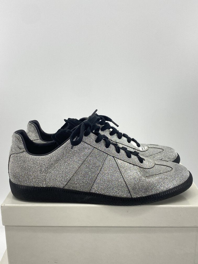 Pre-owned Maison Margiela Gat Low Shoes In Silver Sparkle