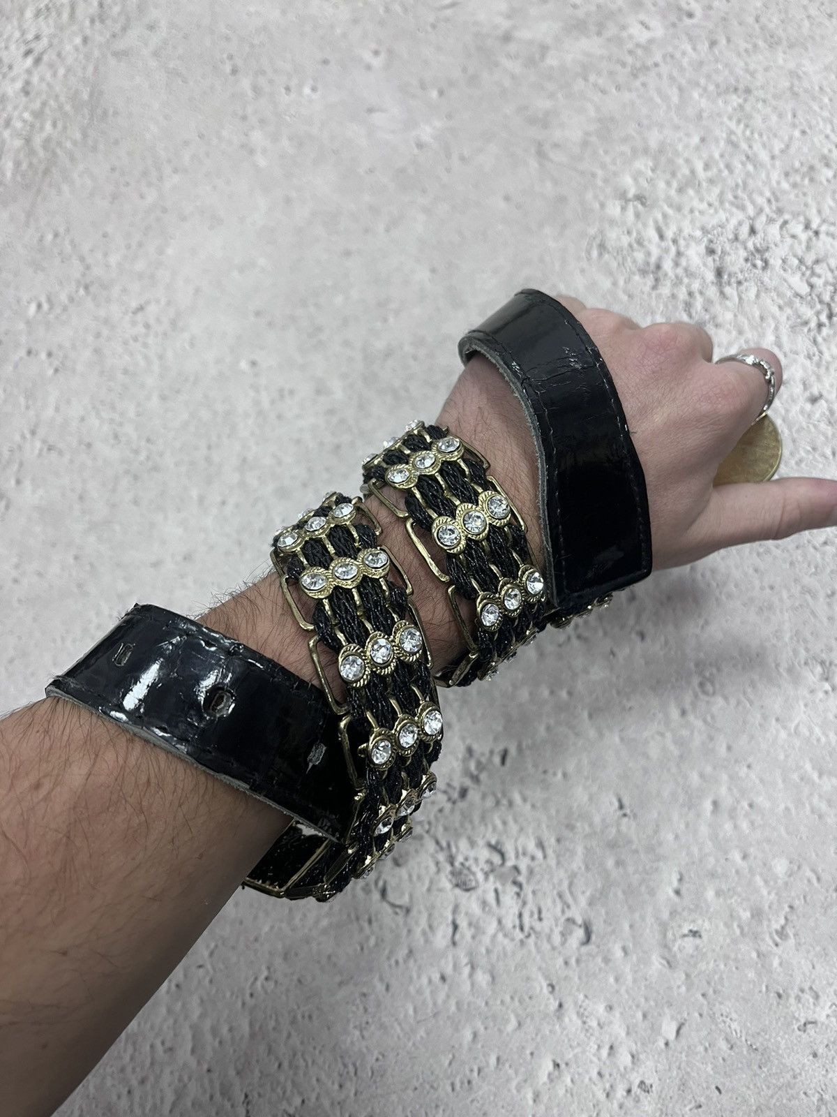 Japanese Brand × Vintage Vintage Drip Like Chrome Hearts Black belt bb simon style Size ONE SIZE - 6 Thumbnail