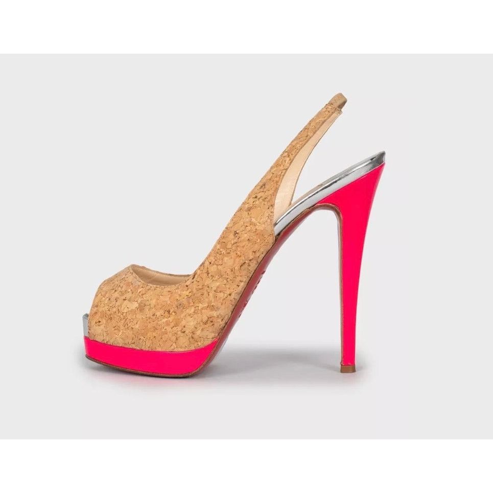 Christian Louboutin Christian Louboutin Catenita Cork Heels Brown Size 38.5 Size US 7.5 / IT 37.5 - 1 Thumbnail