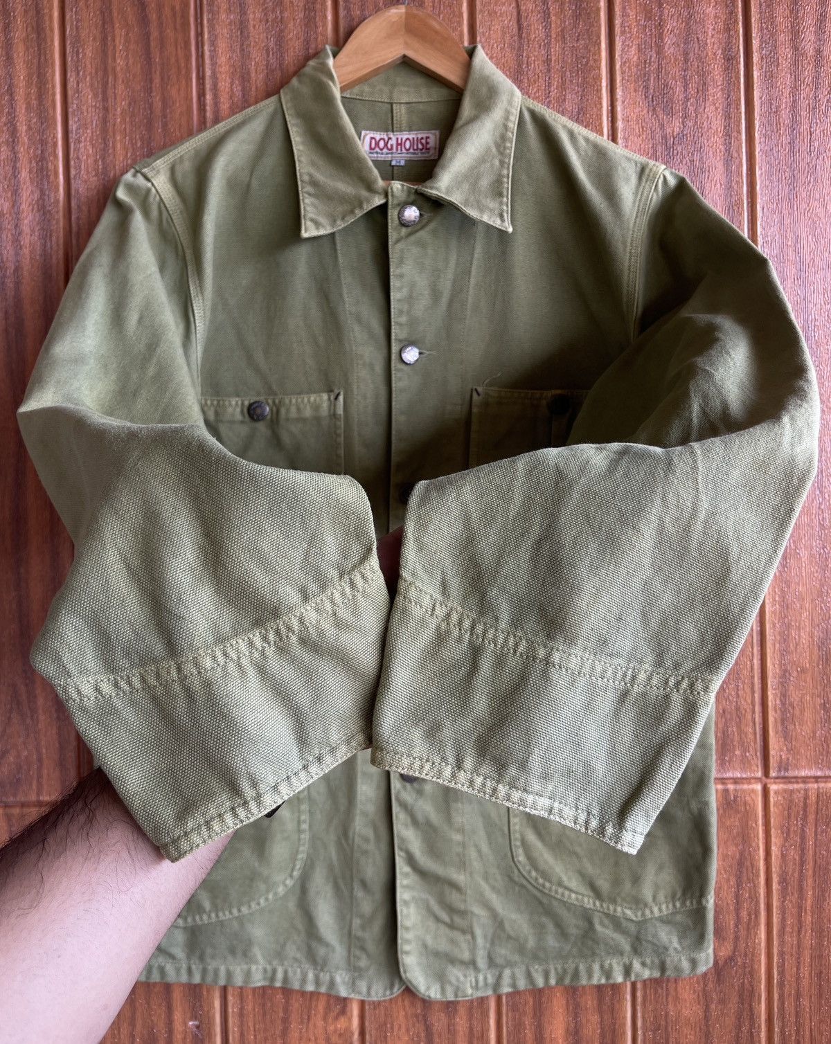 Le Grande Bleu (L.G.B.) Vintage 90s Faded Green Army🔥DOGHOUSE🔥Military Parka Jacket Size US M / EU 48-50 / 2 - 7 Thumbnail