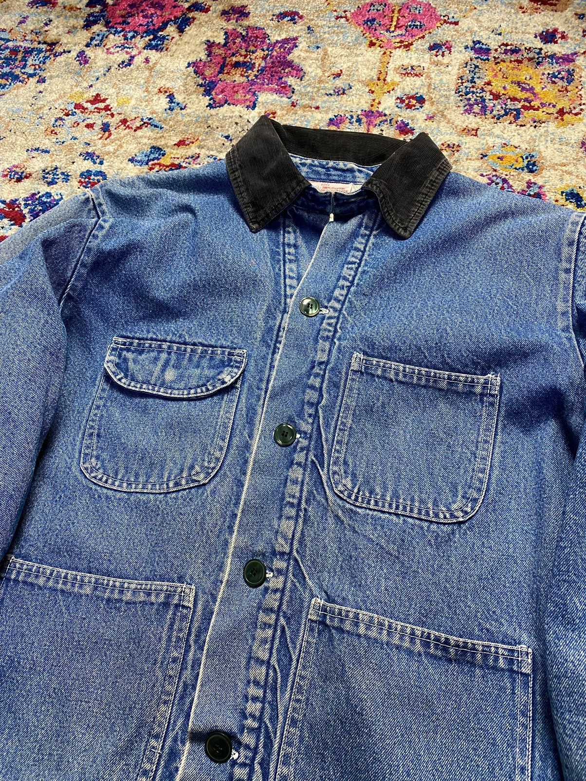 Barker × Vintage Bob Barker Co Inc 90s Denim Blanket Lined Chore Coat Size US L / EU 52-54 / 3 - 3 Thumbnail
