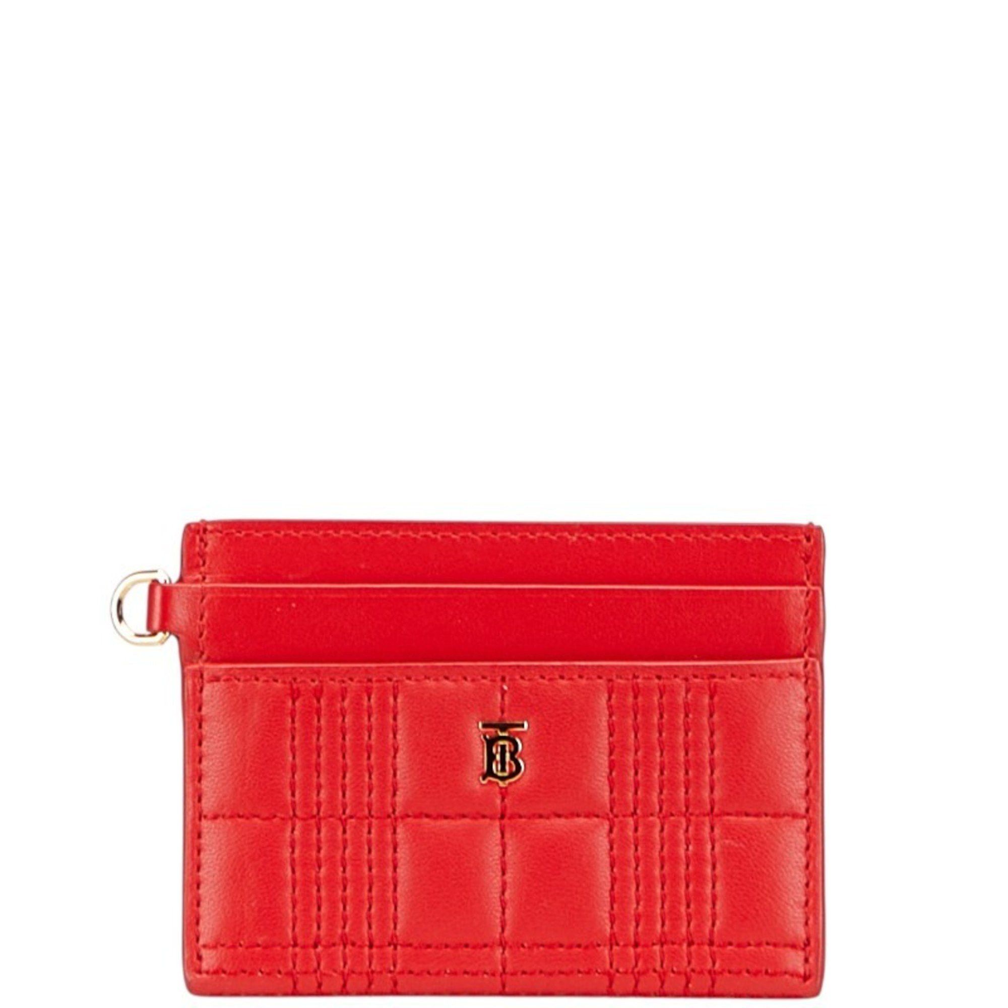 Burberry Burberry TB Monogram Quilted Business Card Case in Red and Gold Leather for Women Size ONE SIZE - 1 Thumbnail