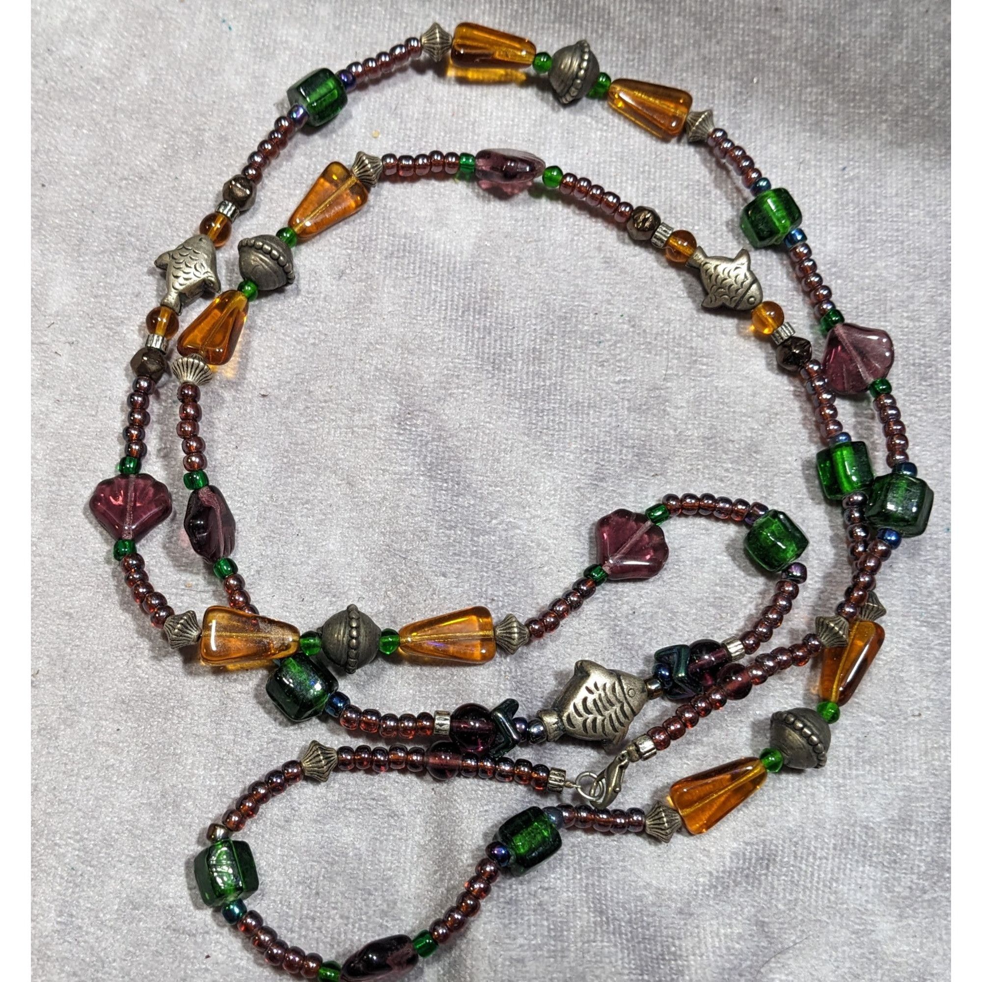 Other Handmade Glass Beaded Fish Charm Necklace Size ONE SIZE - 8 Thumbnail