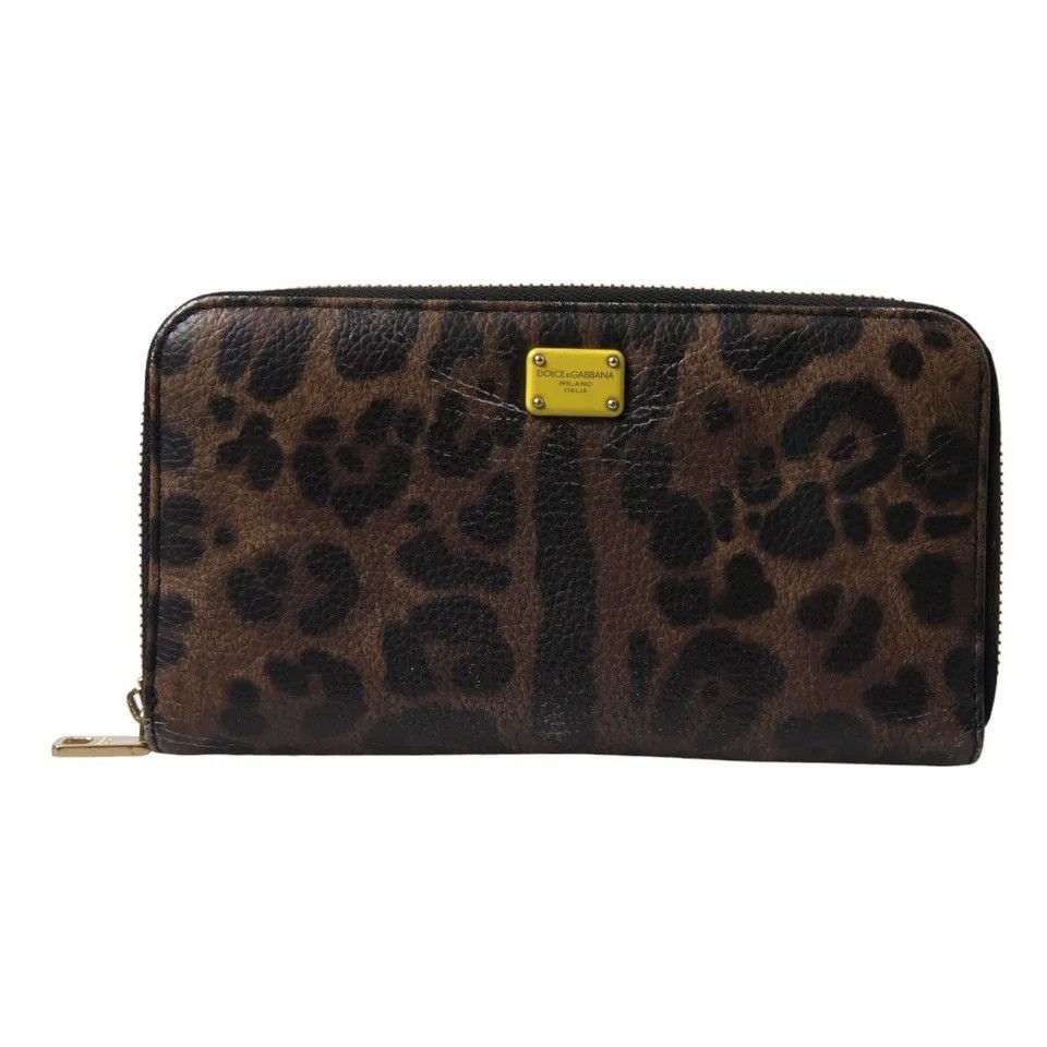 Dolce & Gabbana Brown Leopard Leather DG Zip Around Continental Women's Size ONE SIZE - 1 Thumbnail