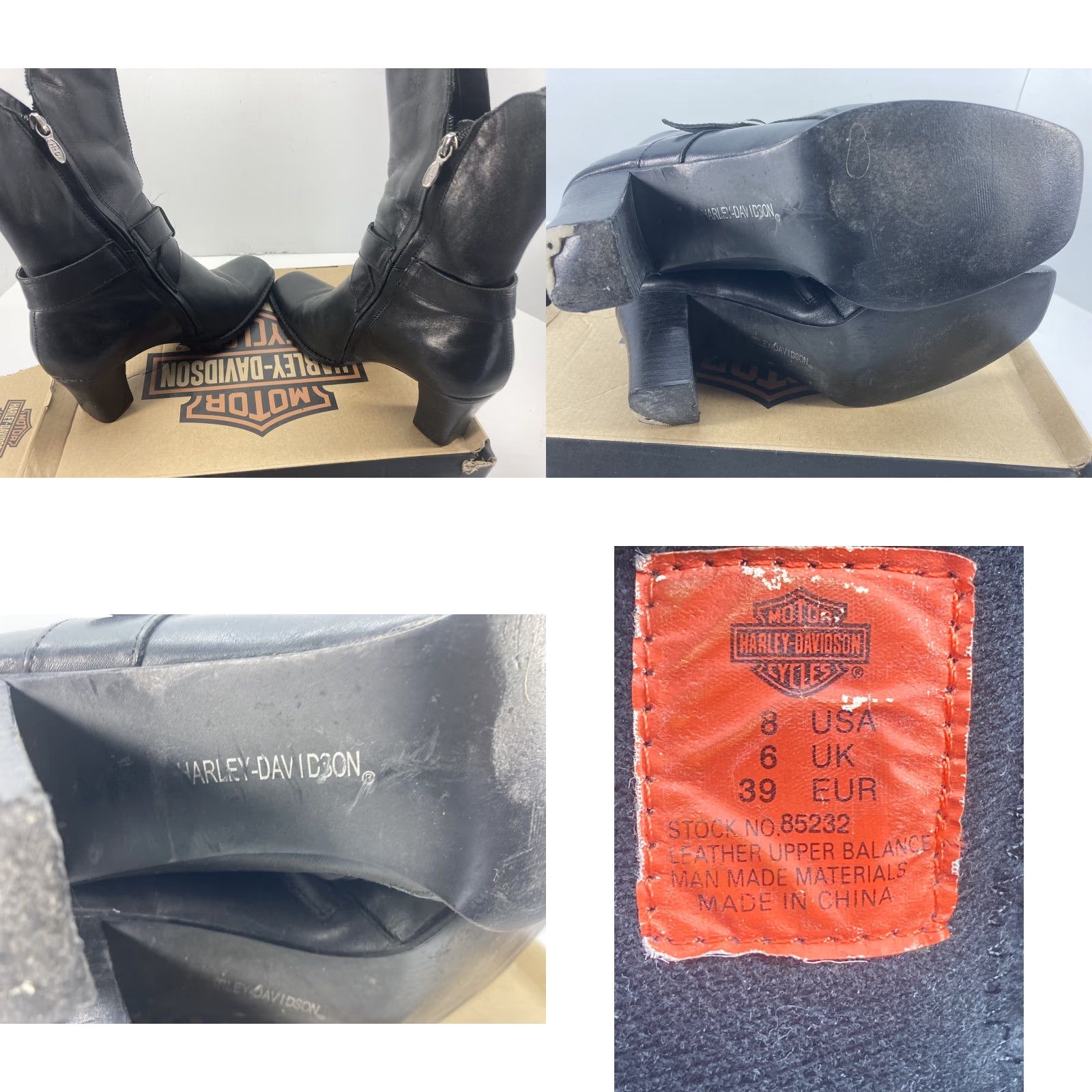 Harley Davidson Harley Davidson Boots Simone Motorcycle Leather Mid Calf Zip Womens 8 Black Square Toe Straps Mid-Calf Heel High Block Street Casual Shoes Size US 6 / IT 36 - 8 Thumbnail