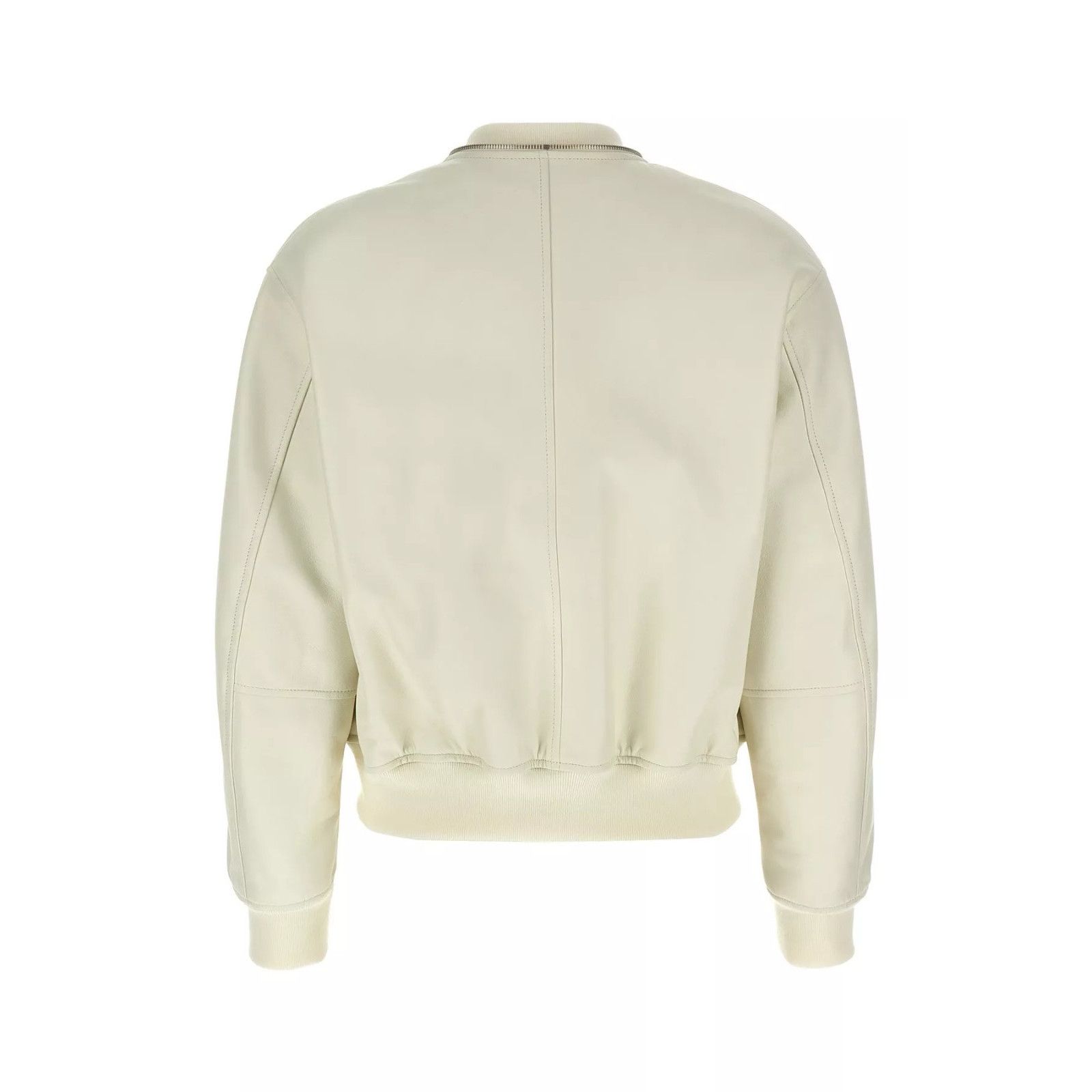 Jil Sander JIL SANDER White Leather Bomber Jacket New & Authentic (Wome Size ONE SIZE - 2 Thumbnail