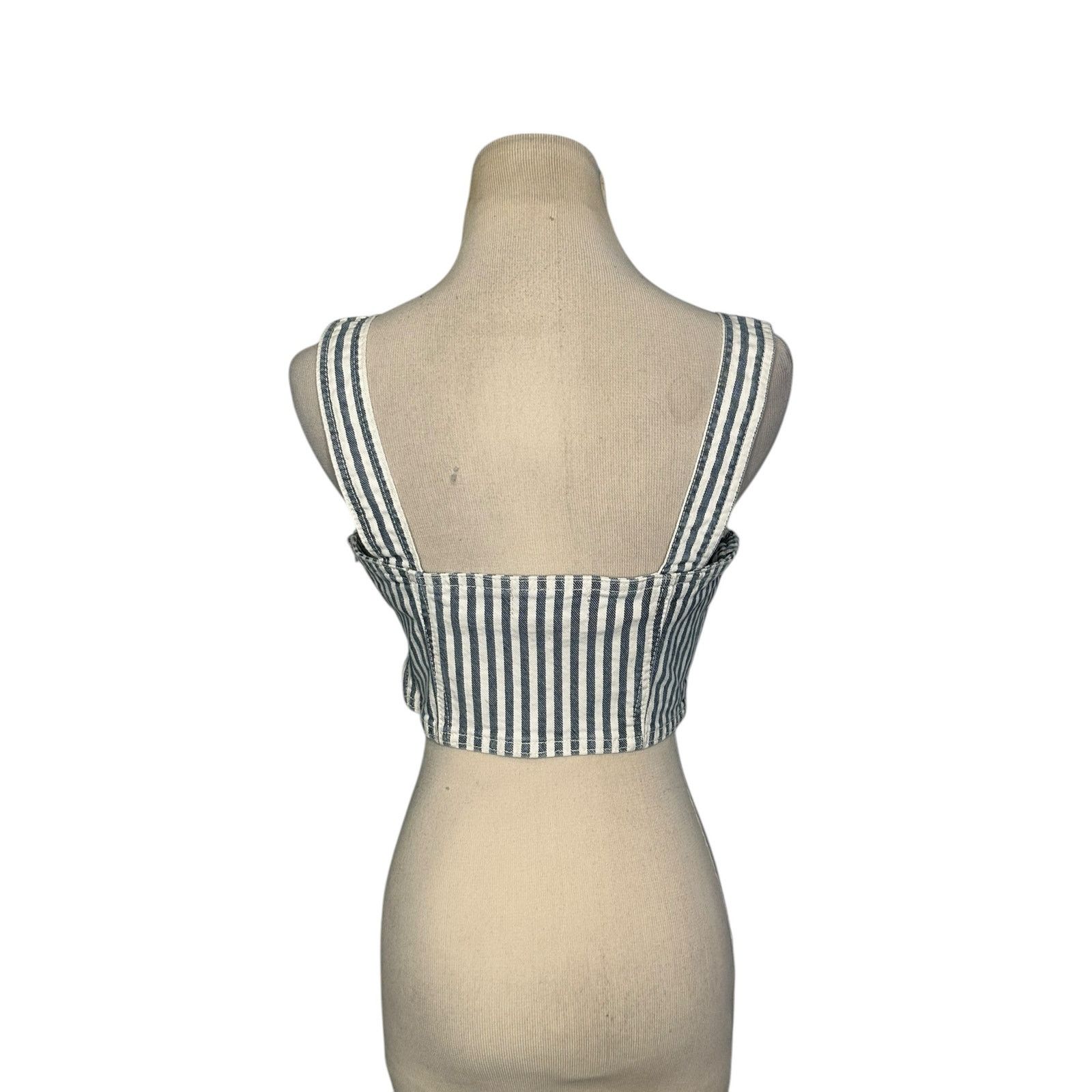 Zara Zara blue white denim strappy crop top size Small Size S / US 4 / IT 40 - 19 Thumbnail