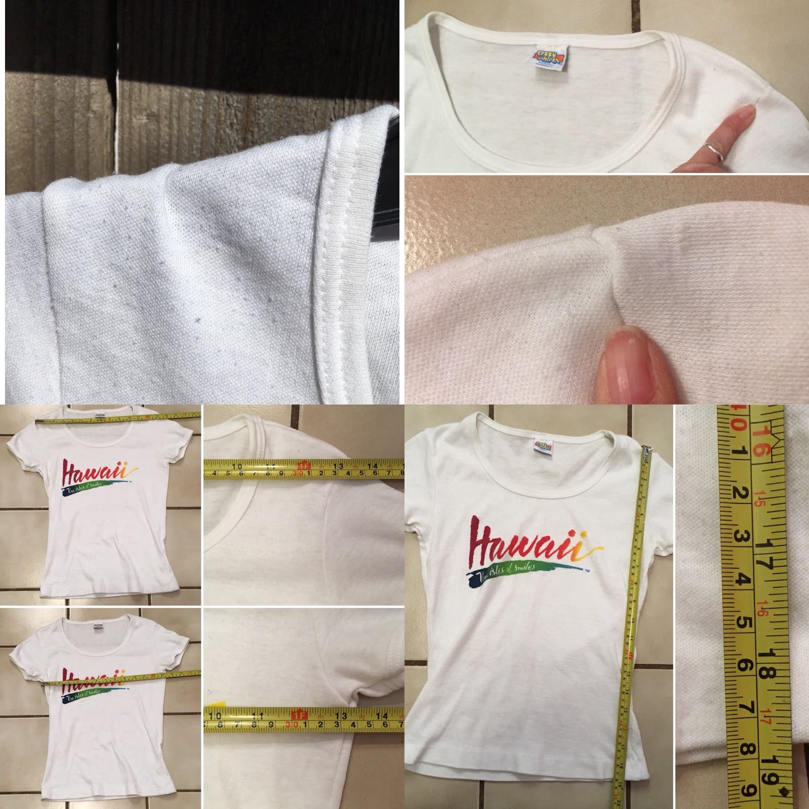 Vintage VINTAGE Crazy Shirts Hawaii The Isles Of Smiles T-Shirt 70s 80s Rainbow Letter S Shirt Womens Small White Cotton Blend Graphic Sportswear/Beach Size S / US 4 / IT 40 - 8 Thumbnail