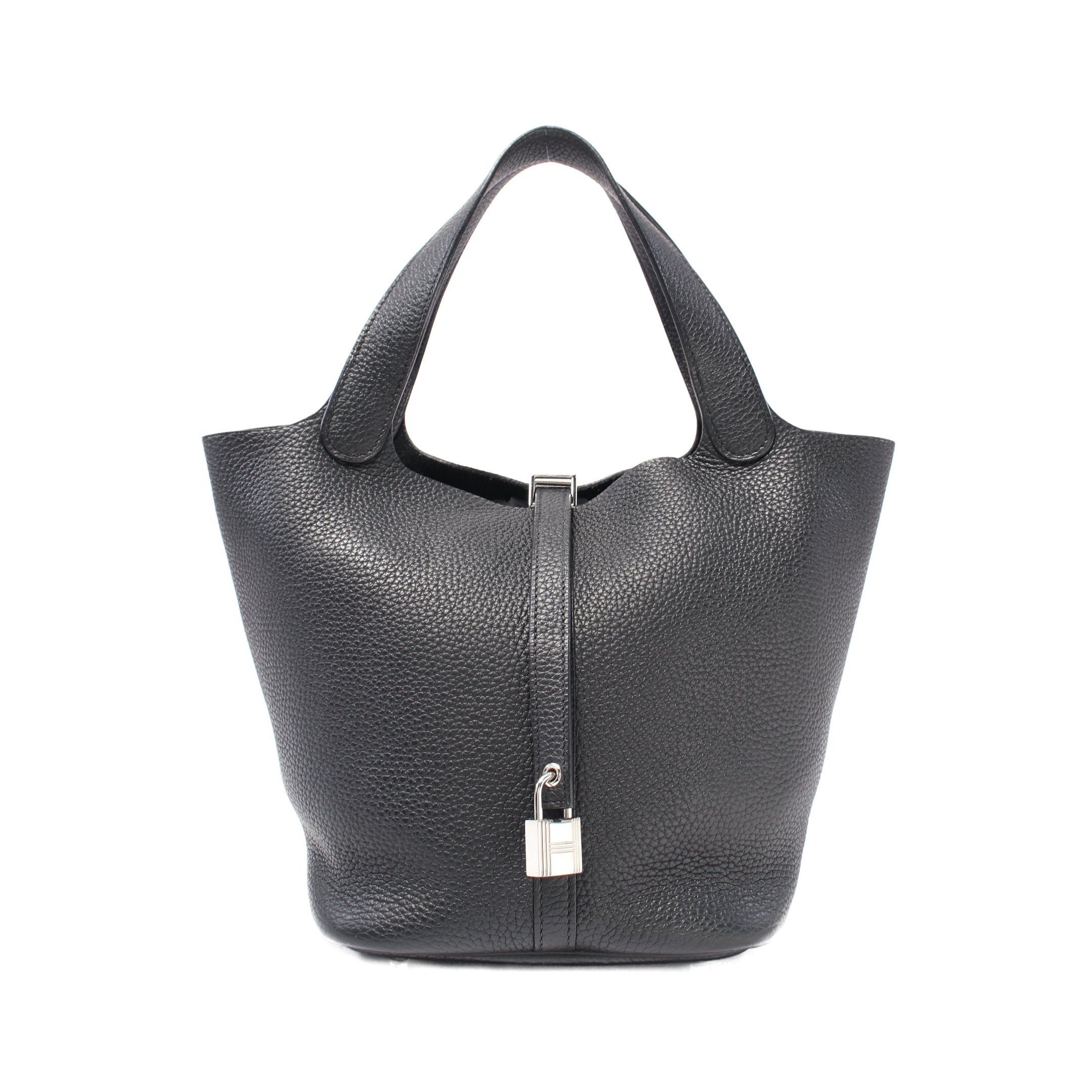 Hermes Hermes Picotane Lock Mm Handbag Clemence Leather Black Silver Hardware X Stamp Size ONE SIZE - 1 Thumbnail