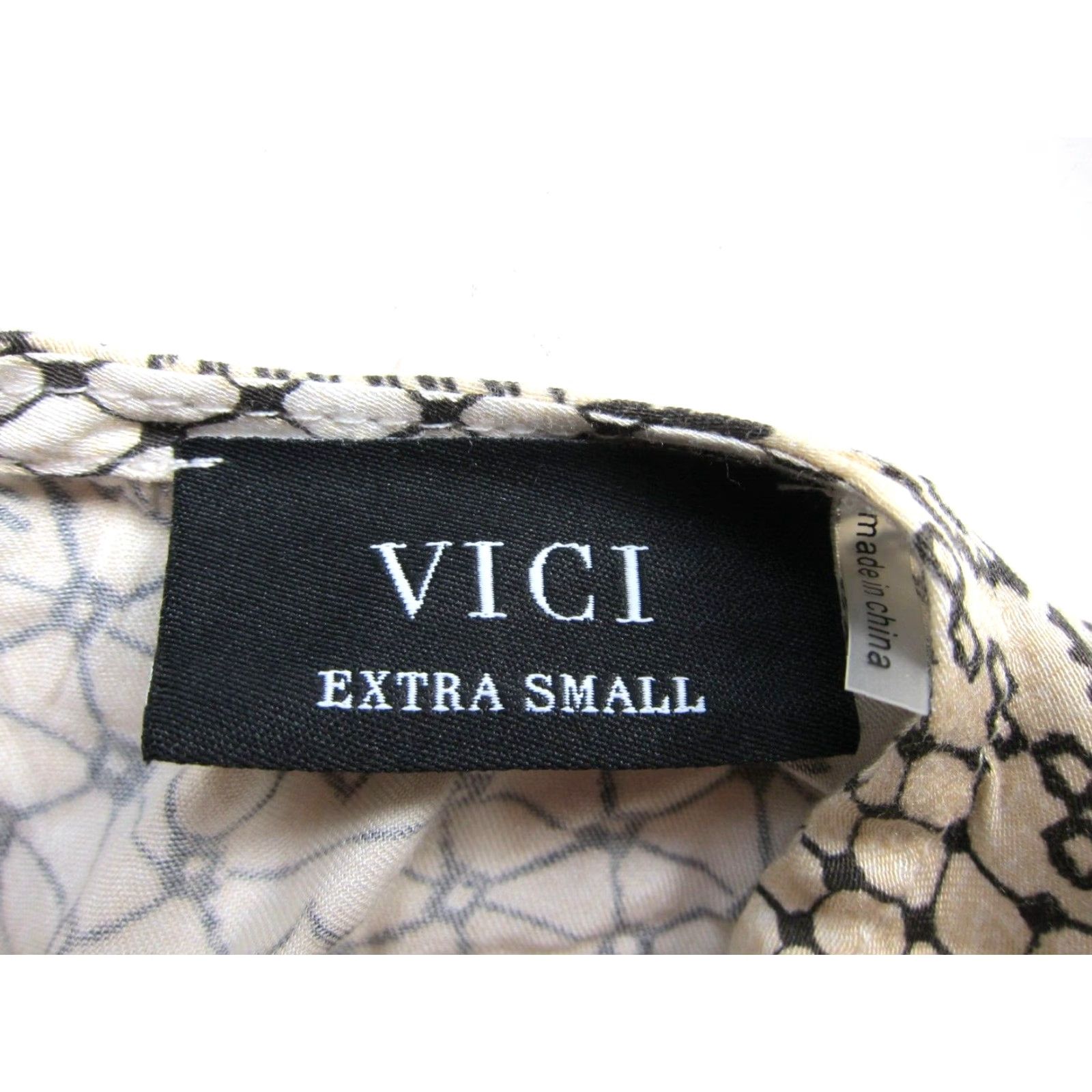Vintage VICI Rayon Ivory Black Geometric Short Sleeve Pocket V-Neck Maxi Dress XS Size 26" / US 2 / IT 38 - 4 Thumbnail