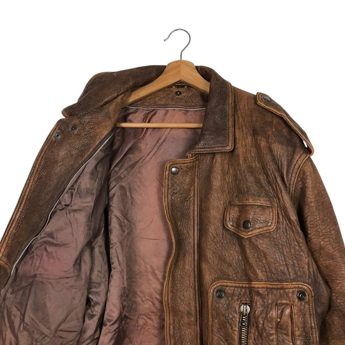 Vintage 🔥VINTAGE FLY LEATHER JACKET BIKER UNBRANDED ISSEY MIYAKE Size US L / EU 52-54 / 3 - 14 Thumbnail
