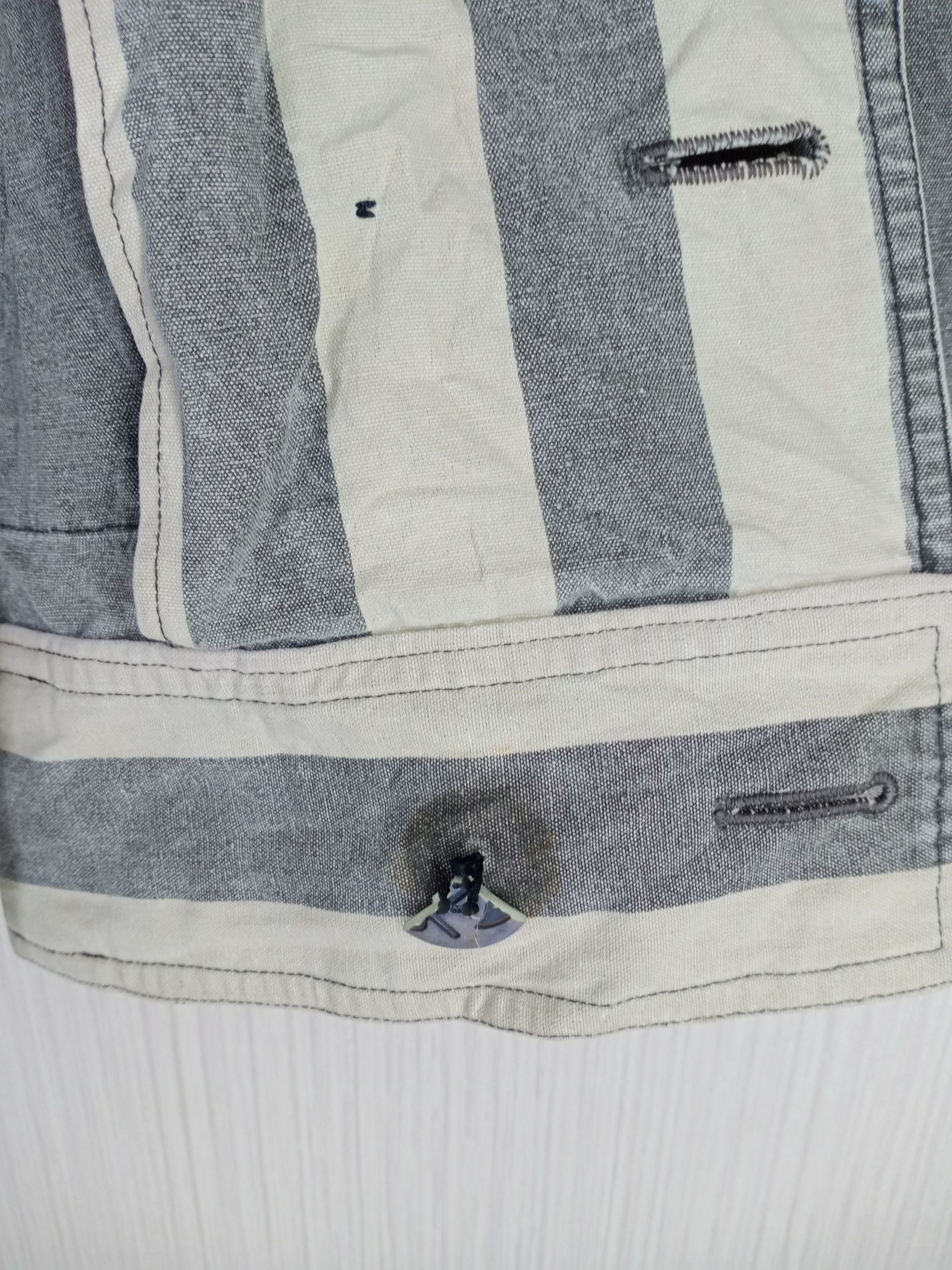 Issey Miyake ONLY ONE Vintage Issey Miyake Striped Denim Bomber Jacket Size US XL / EU 56 / 4 - 18 Thumbnail