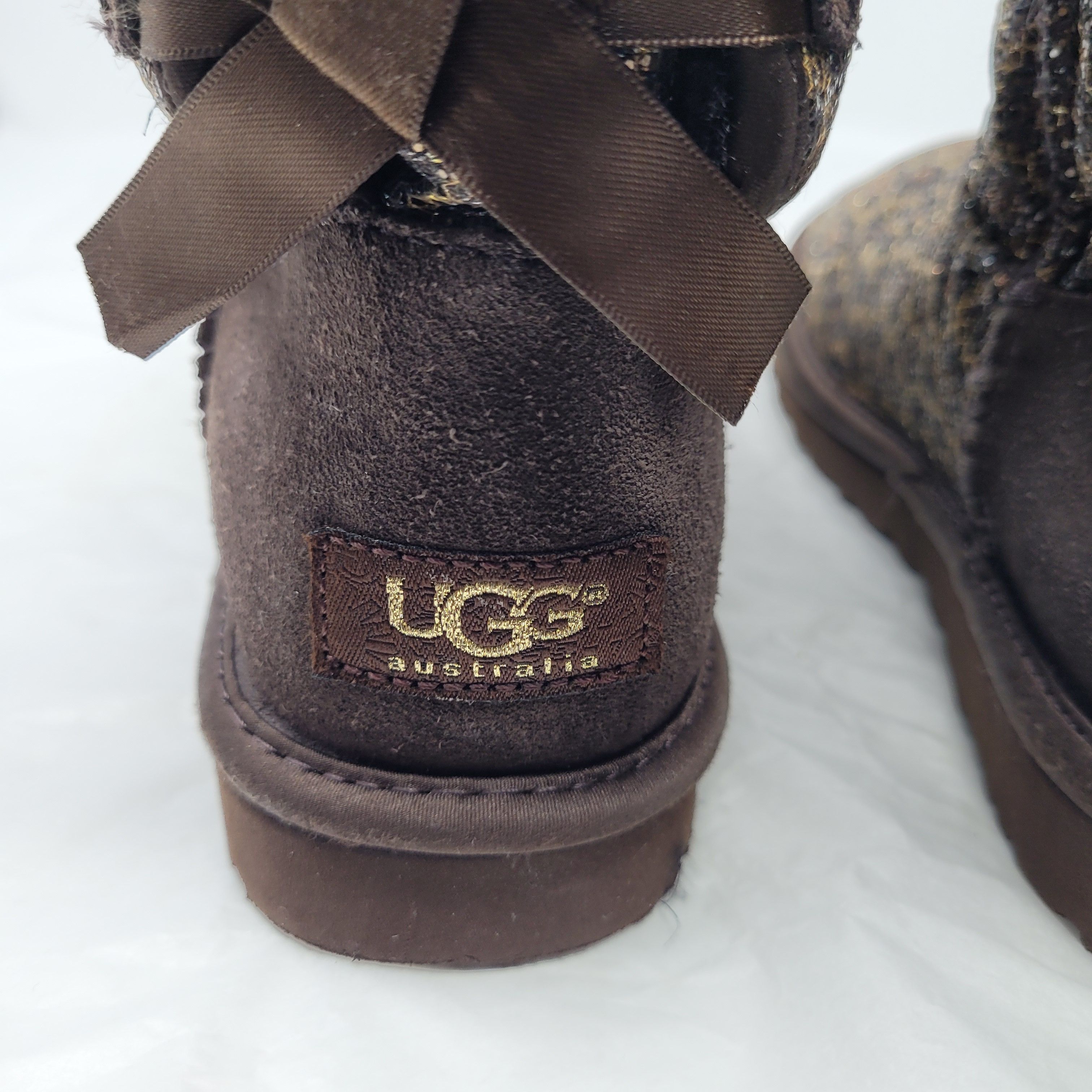 Ugg Bailey Bow Leopard Gold Glam Sheepskin Boots Sz 5 Size US 5 / IT 35 - 7 Thumbnail