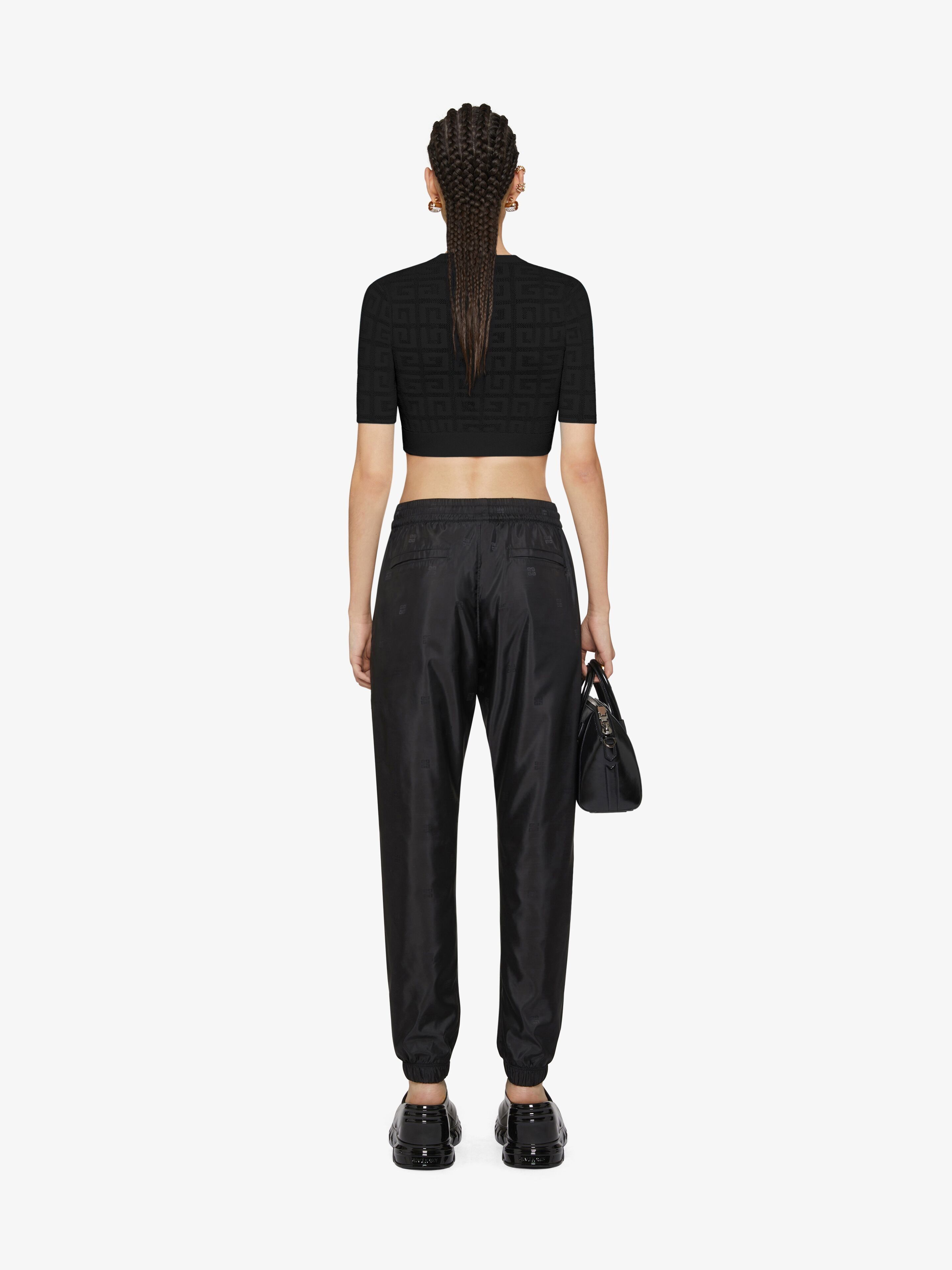 Givenchy o1srvl11e0725 Cropped Sweater In 4g Jacquard in Black Size M / US 6-8 / IT 42-44 - 3 Thumbnail