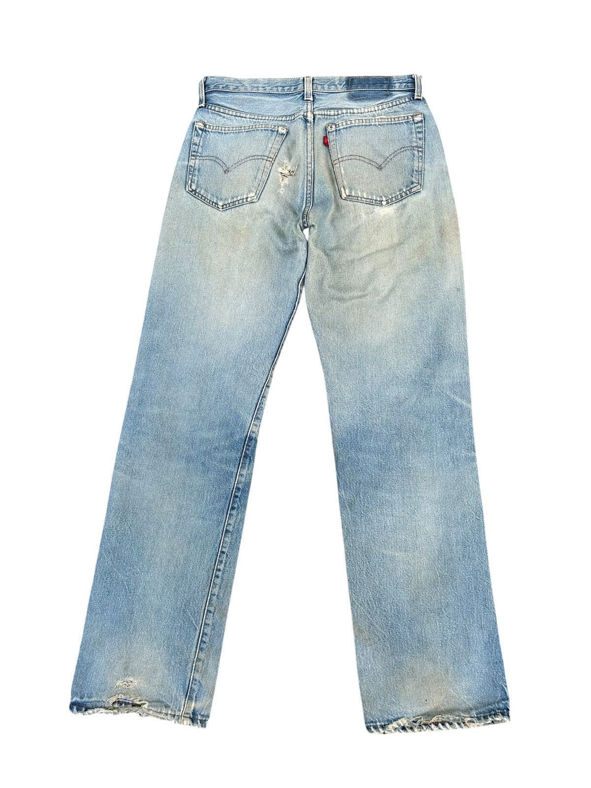 Levi's Vintage Clothing 80's THRASHED Levi's 555 Reconstructed Repair Denim Size US 30 / EU 46 - 13 Thumbnail
