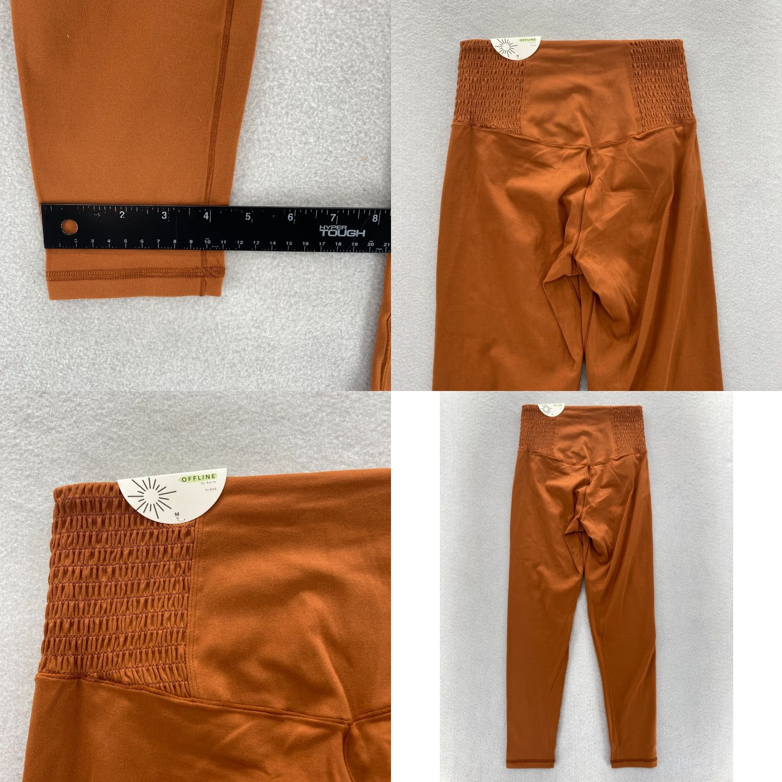 Vintage Aerie Real Me 7/8 Leggings Women's Medium Brown Smocked Stretch Yoga Gym Size 32" / US 10 / IT 46 - 9 Thumbnail