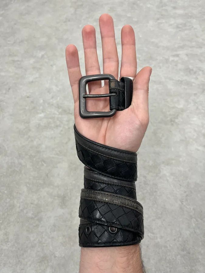Bottega Veneta Woven Black Leather Belt