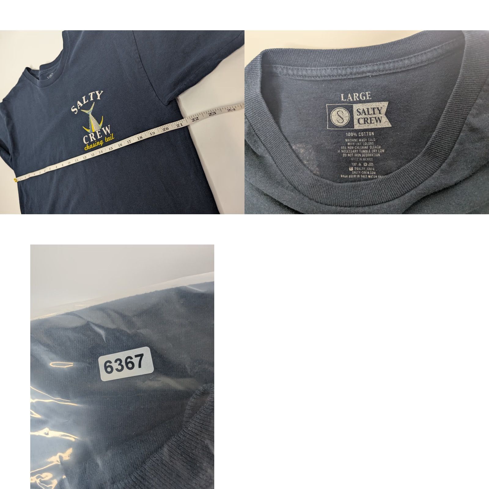 Vintage Salty Crew T Shirt Men L Blue Short Sleeve Crew Neck Chasing Tail Fish Graphic Print Logo Size US L / EU 52-54 / 3 - 8 Thumbnail