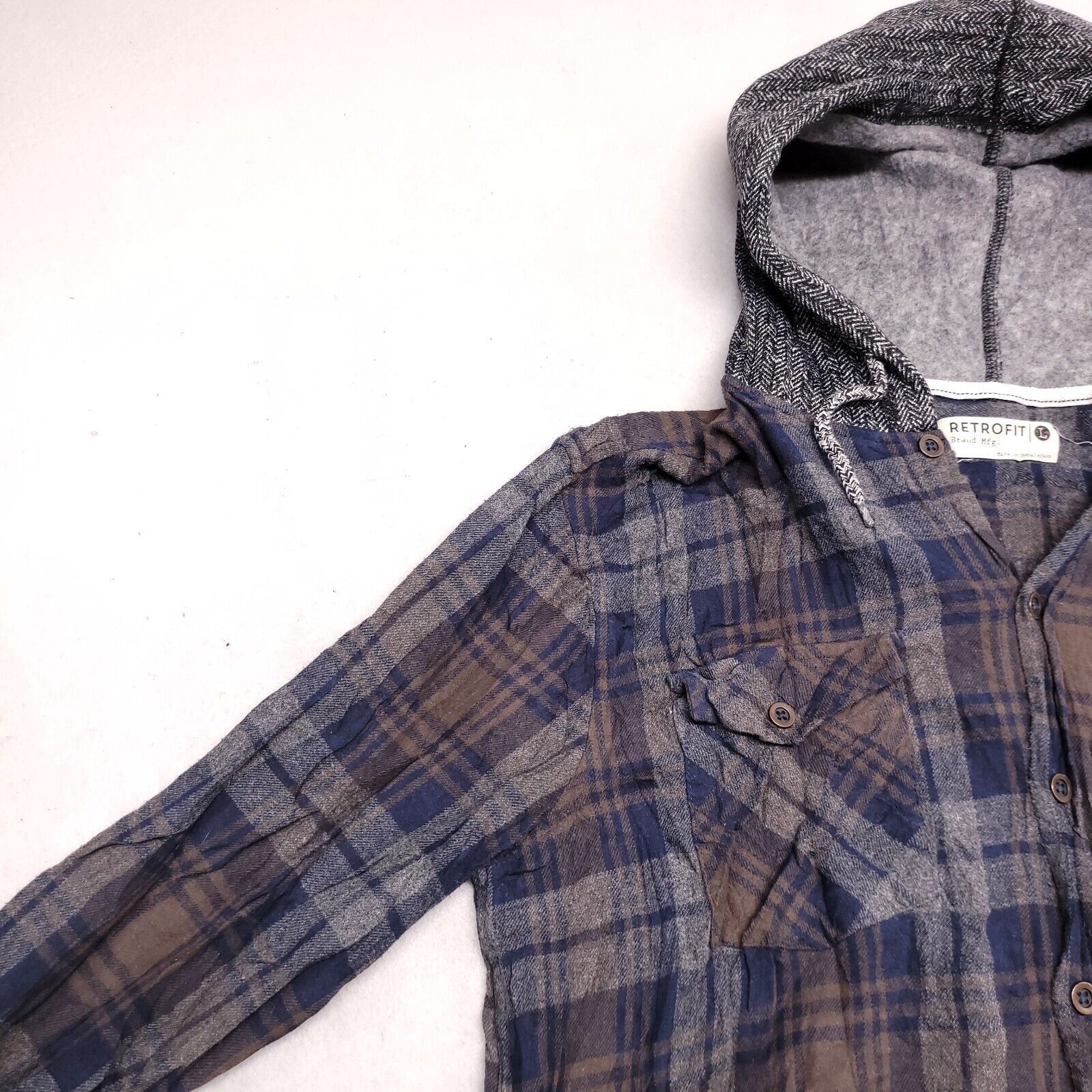 Retrofit Retrofit Casual Button Up Hoodie Mens Size Large Blue Brown Size US L / EU 52-54 / 3 - 4 Thumbnail