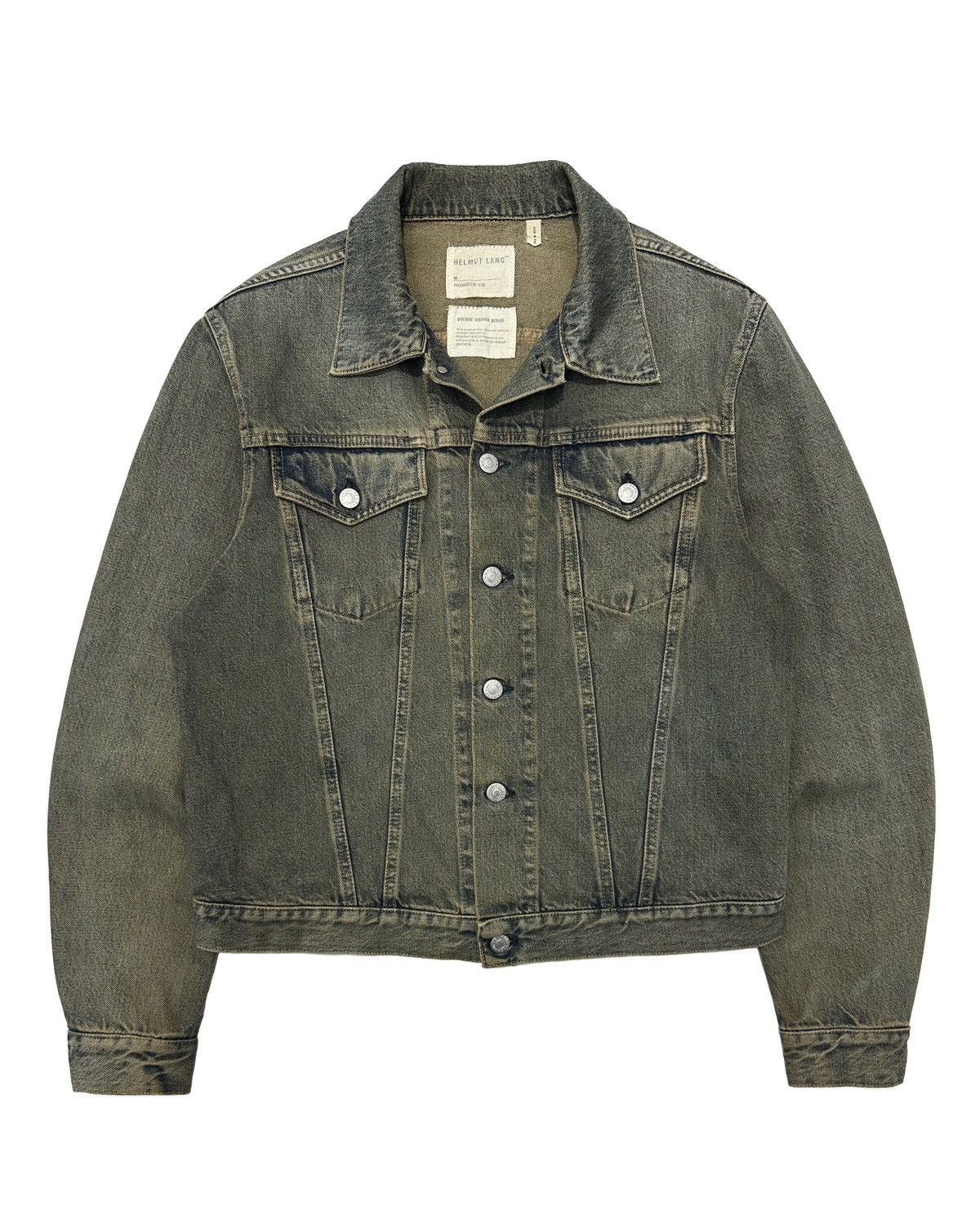Pre-owned Archival Clothing X Helmut Lang 1998 Helmut Lang Vintage Stained Denim Jacket In Faded Olive