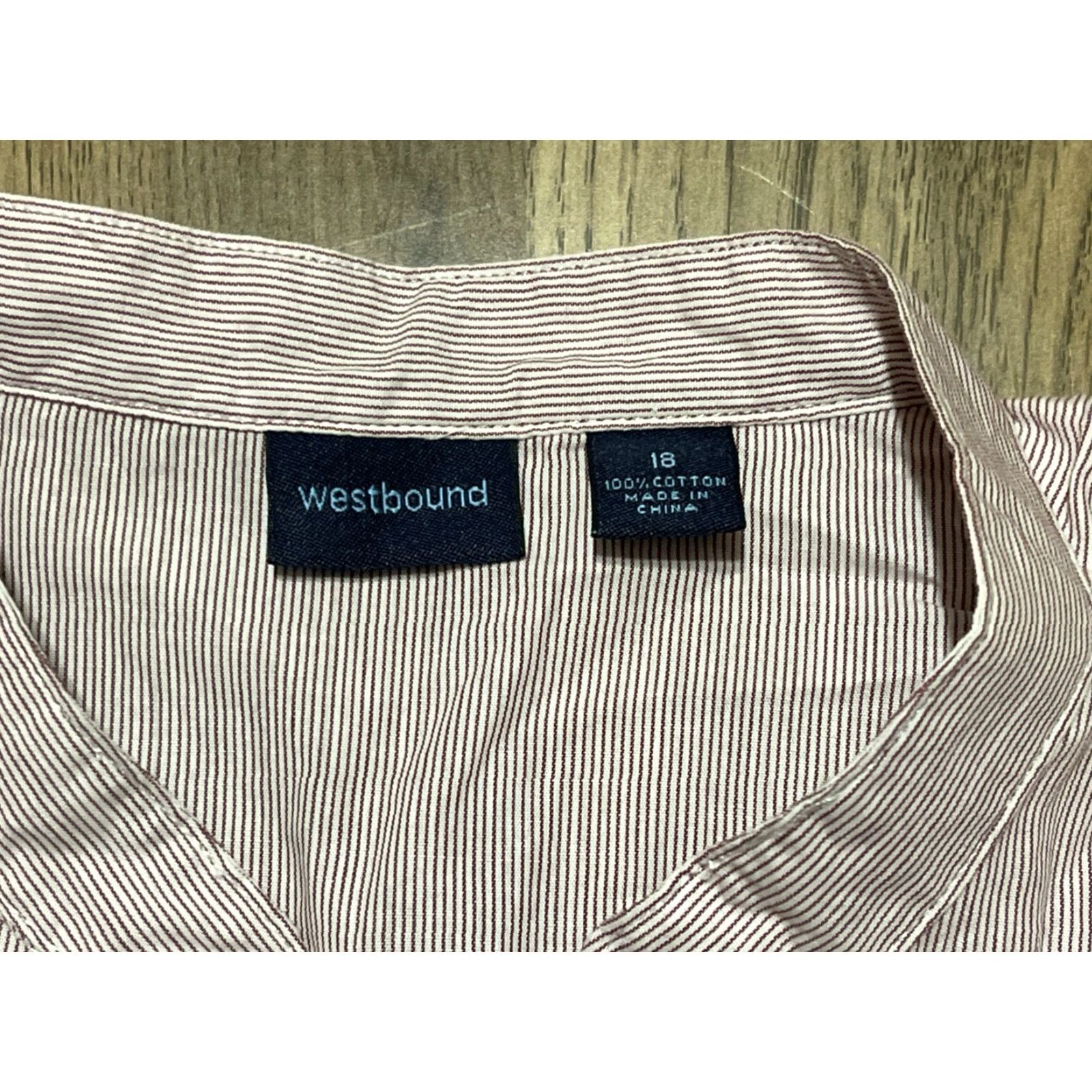 Vintage Westbound Shirt Women's Size 18 White Red Striped Button Up V-neck Size XXL / US 16-18 / IT 52-54 - 6 Thumbnail
