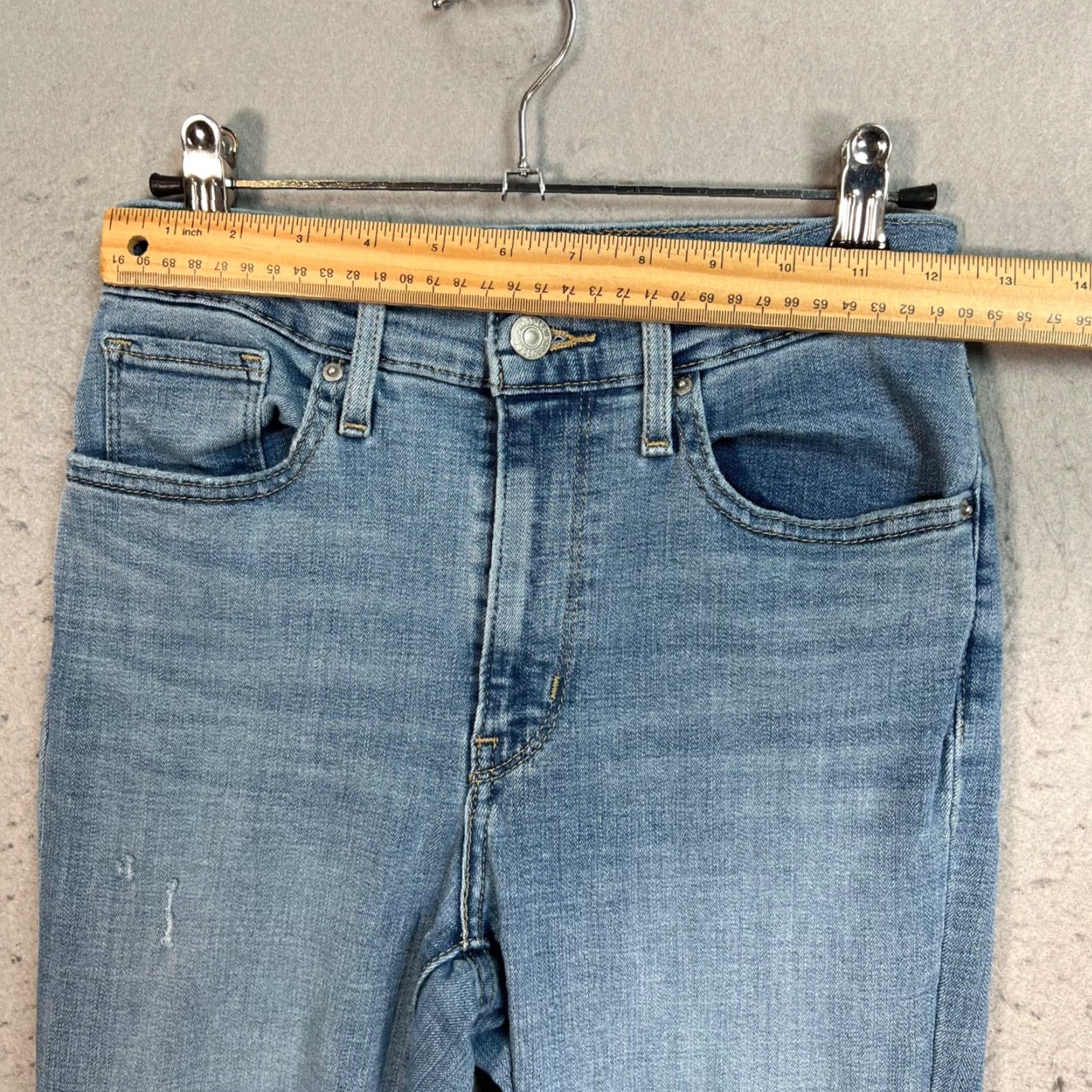 Levi's Levi's Women's High Rise Straight Jeans 27 Light Blue Distressed Denim Size 27" / US 4 / IT 40 - 5 Thumbnail