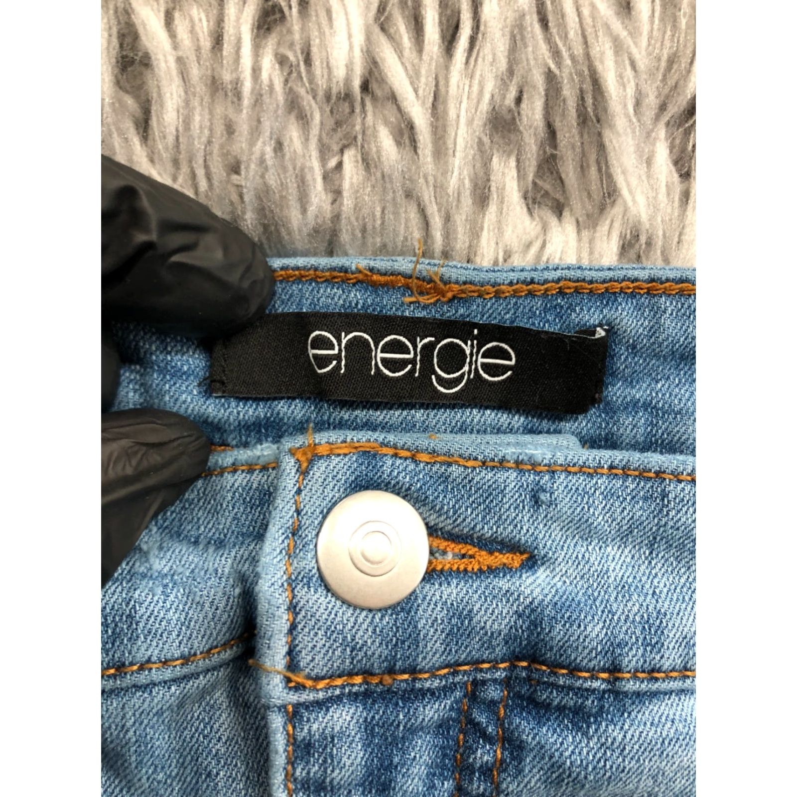 Energie Energie Shorts Womens Plus Size 18 Mid Rise Medium Wash Blue Raw Hem Denim 5-Pocket Logo Size 40" / US 18 - 7 Thumbnail