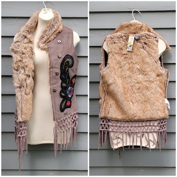 Desigual Desigual Faux Suede Fur Lined Floral Embroidered Crochet Mac Size S / US 4 / IT 40 - 3 Thumbnail