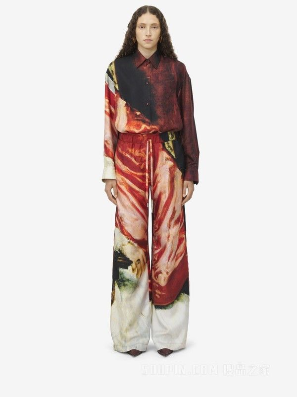 Alexander McQueen o1srvl11e0226 Twill Silk Trousers In Multicolor Size 26" / US 2 / IT 38 - 1 Thumbnail