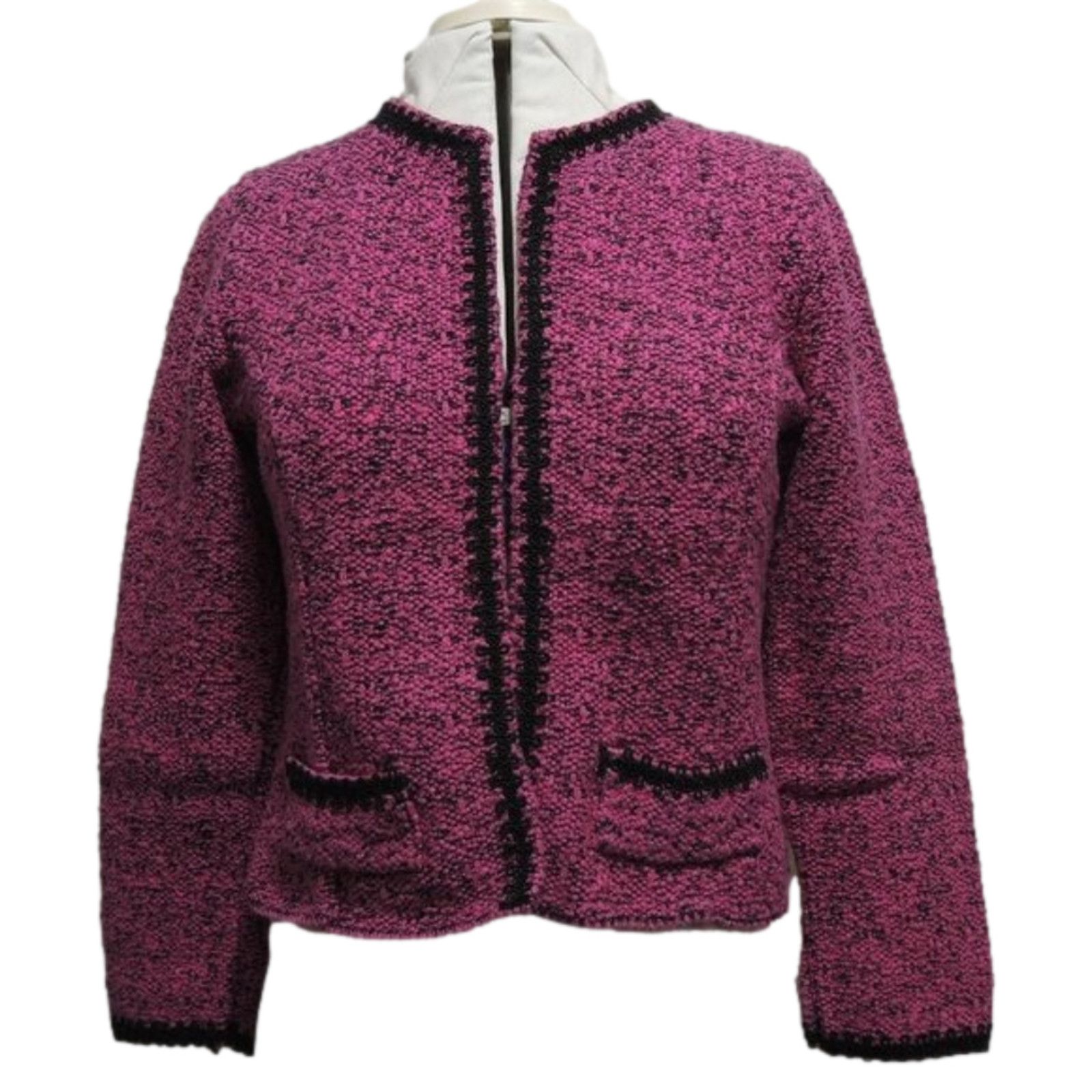 St. John Willow Fuchsia Pink & Black Knit Blazer Size Small Size S / US 4 / IT 40 - 1 Thumbnail