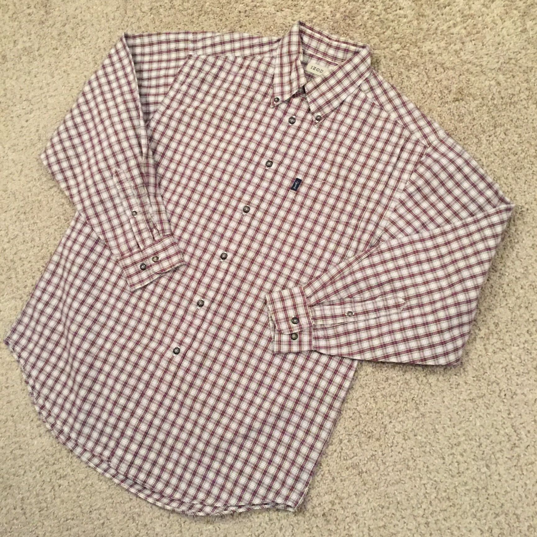 Izod IZOD Shirt Mens M Red Plaid Long Sleeve Button-Down Collar Shirt Size US M / EU 48-50 / 2 - 2 Thumbnail