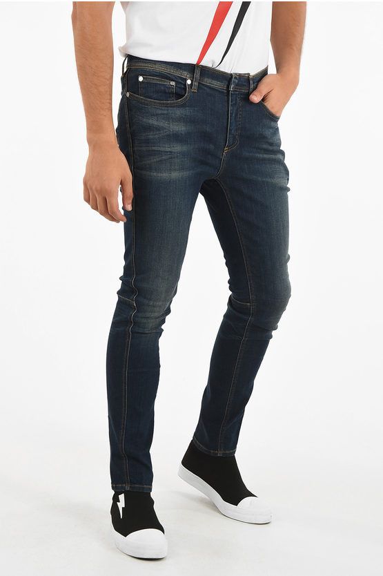 image of Neil Barrett 16Cm Stretch Denim Skinny Fit Jeans in Blue, Men's (Size 32)