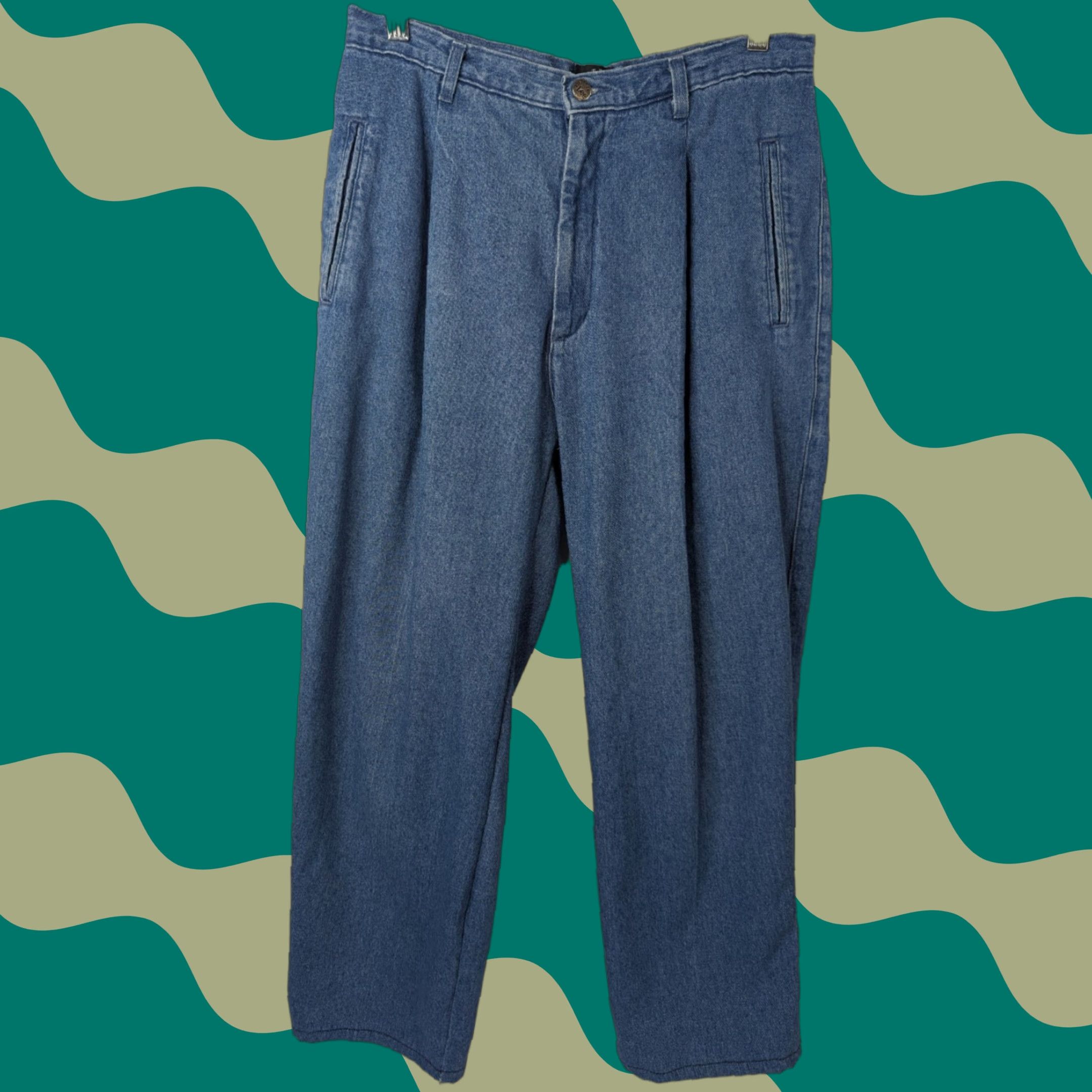 Lee VINTAGE Lee Pleated High Rise Denim Blue Jeans Women’s 14 Talon Zipper Size 36" / US 14 / IT 50 - 1 Thumbnail