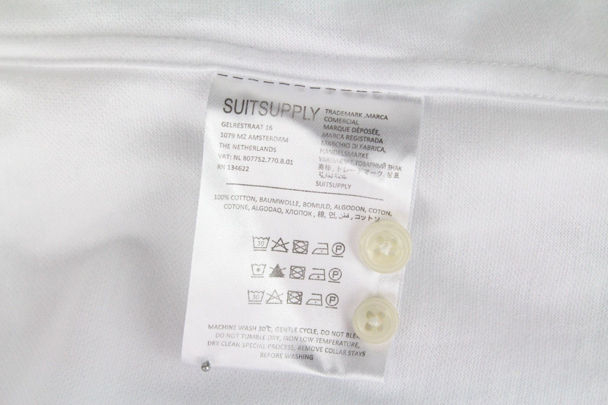 Suitsupply 37/ 14 1/2/38/ 15 White Extra Slim Cotton Polo 72447 Size 38R - 6 Thumbnail
