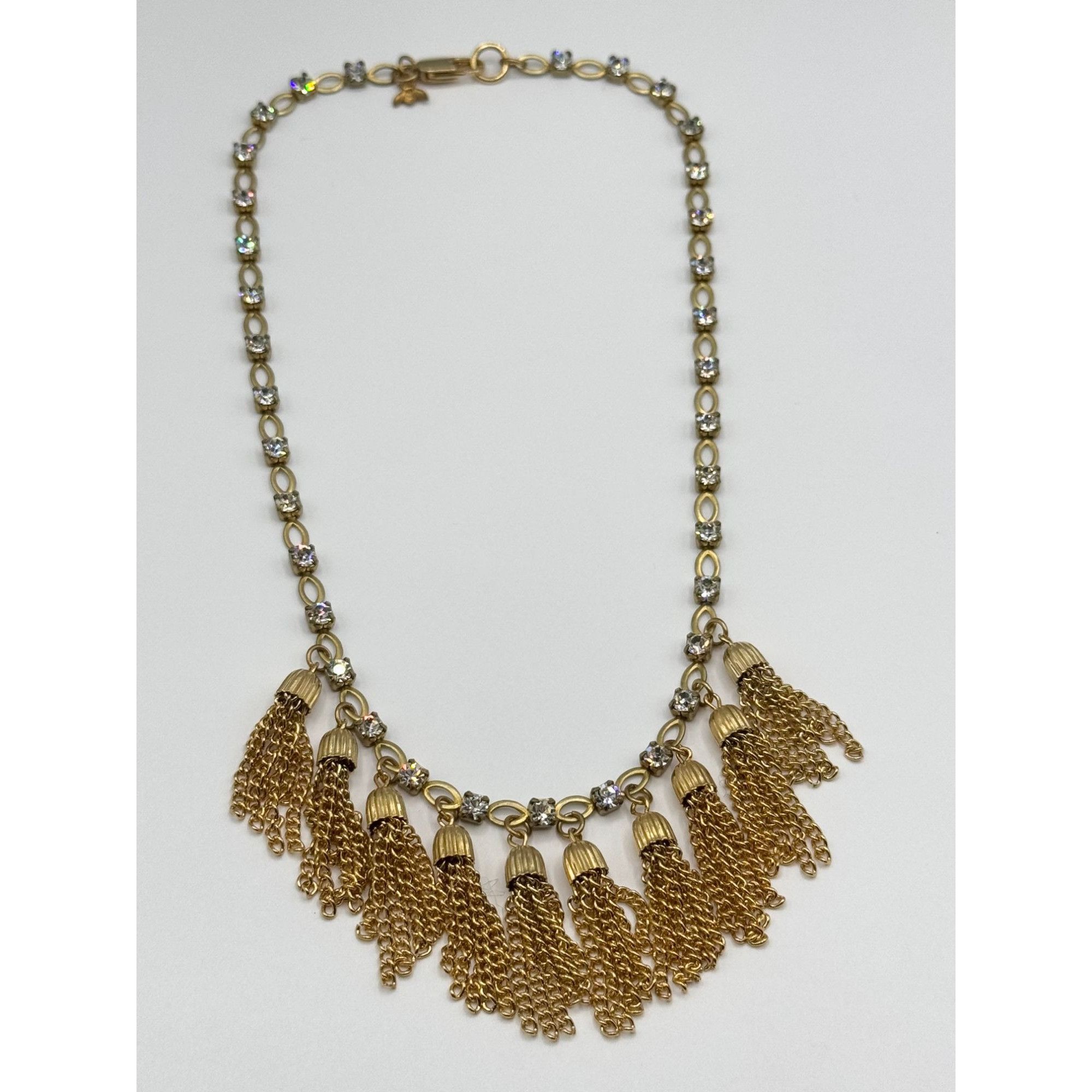 Vintage Vintage rhinestone chain tassel charm necklace Size ONE SIZE - 4 Thumbnail