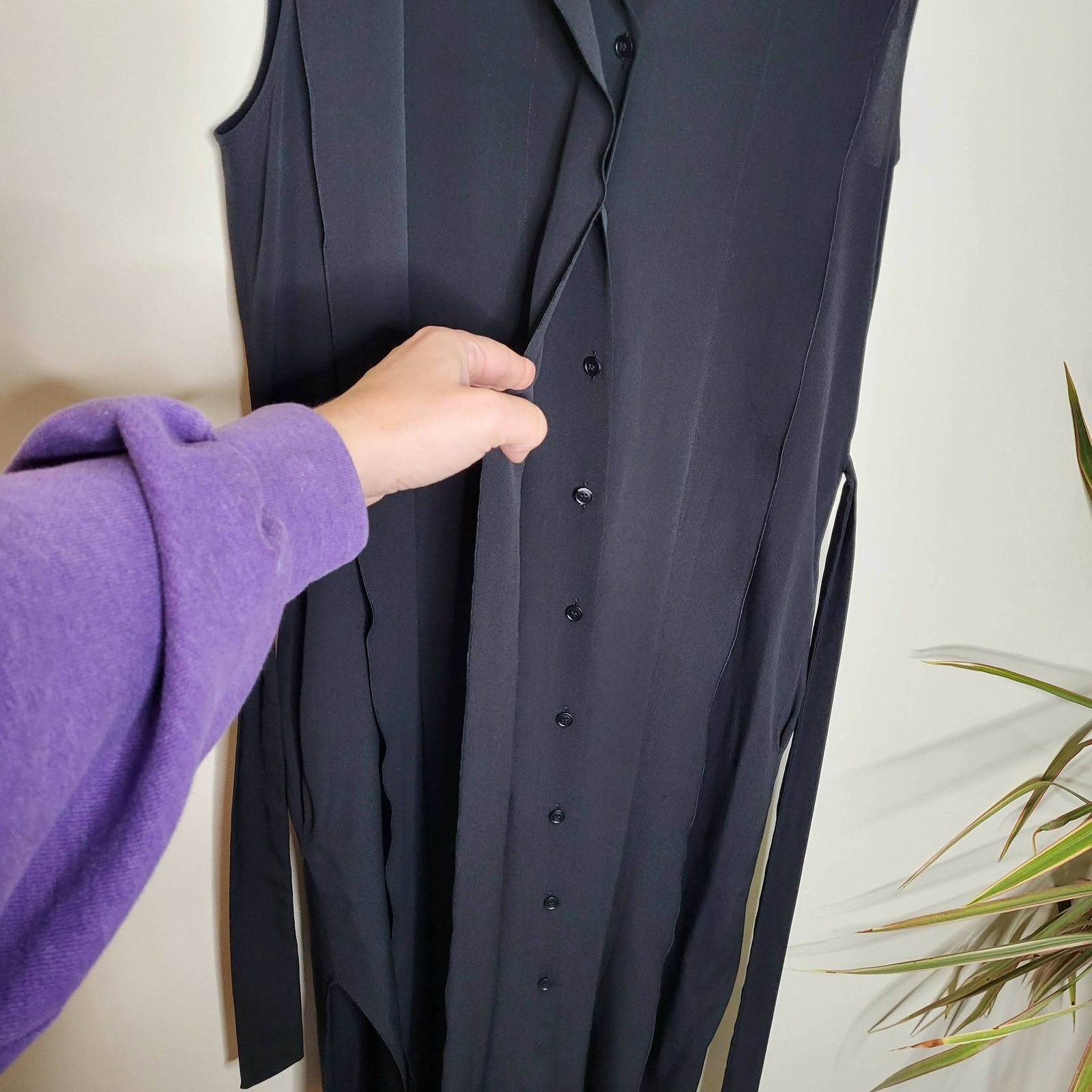 Jil Sander Jil Sander Silk Black Sleeveless Button Midi Shirt Dress 40 Size S / US 4 / IT 40 - 9 Thumbnail
