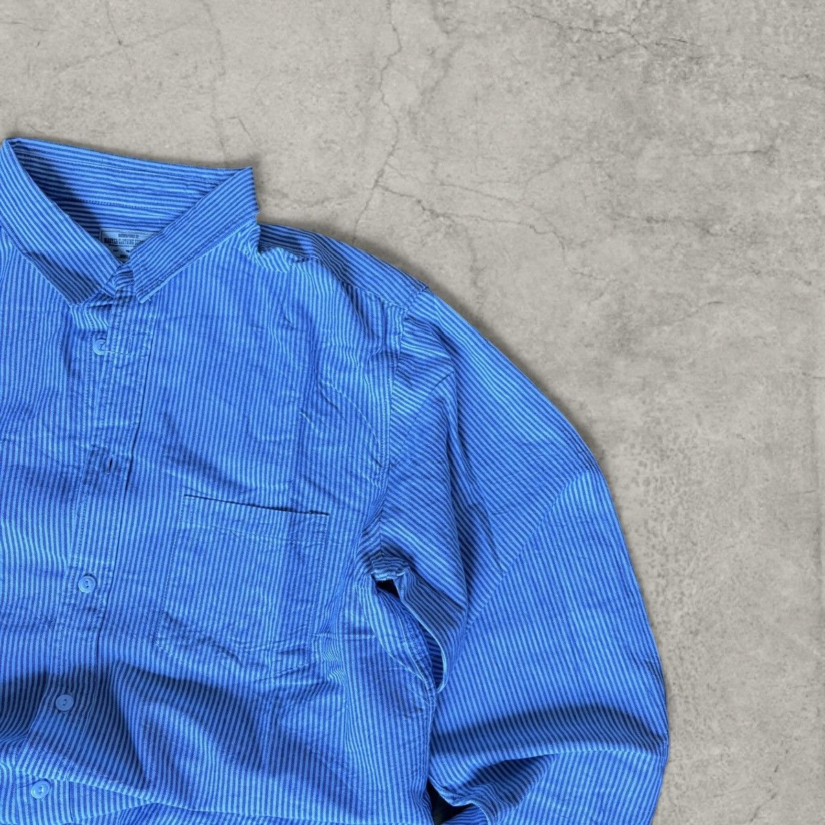 Japanese Brand Cool tailored 100% cotton striped blue/white shirt. Size L Size US L / EU 52-54 / 3 - 3 Thumbnail