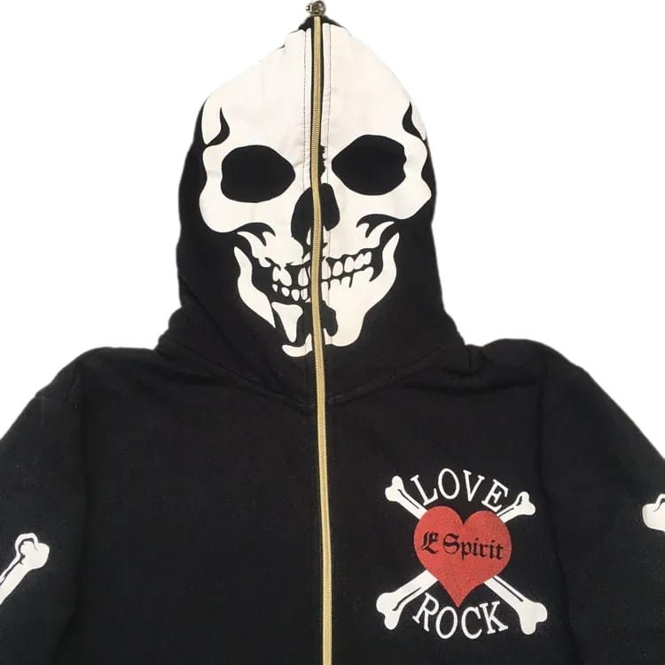 If Six Was Nine Dangerous Warning Skeleton Heart Ifsixwasnine Zip Hoodie Size US L / EU 52-54 / 3 - 2 Thumbnail