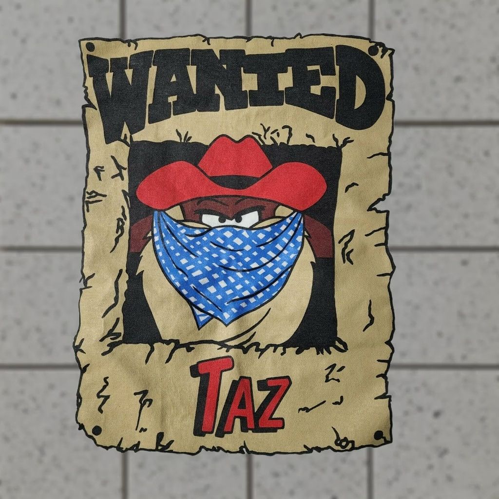 Vintage Vintage 1994 "Wanted Taz" Men's Shirt L Short Sleeve Crew Neck White 90s Looney Tunes Space Jam Tee Shirt Size US L / EU 52-54 / 3 - 1 Thumbnail
