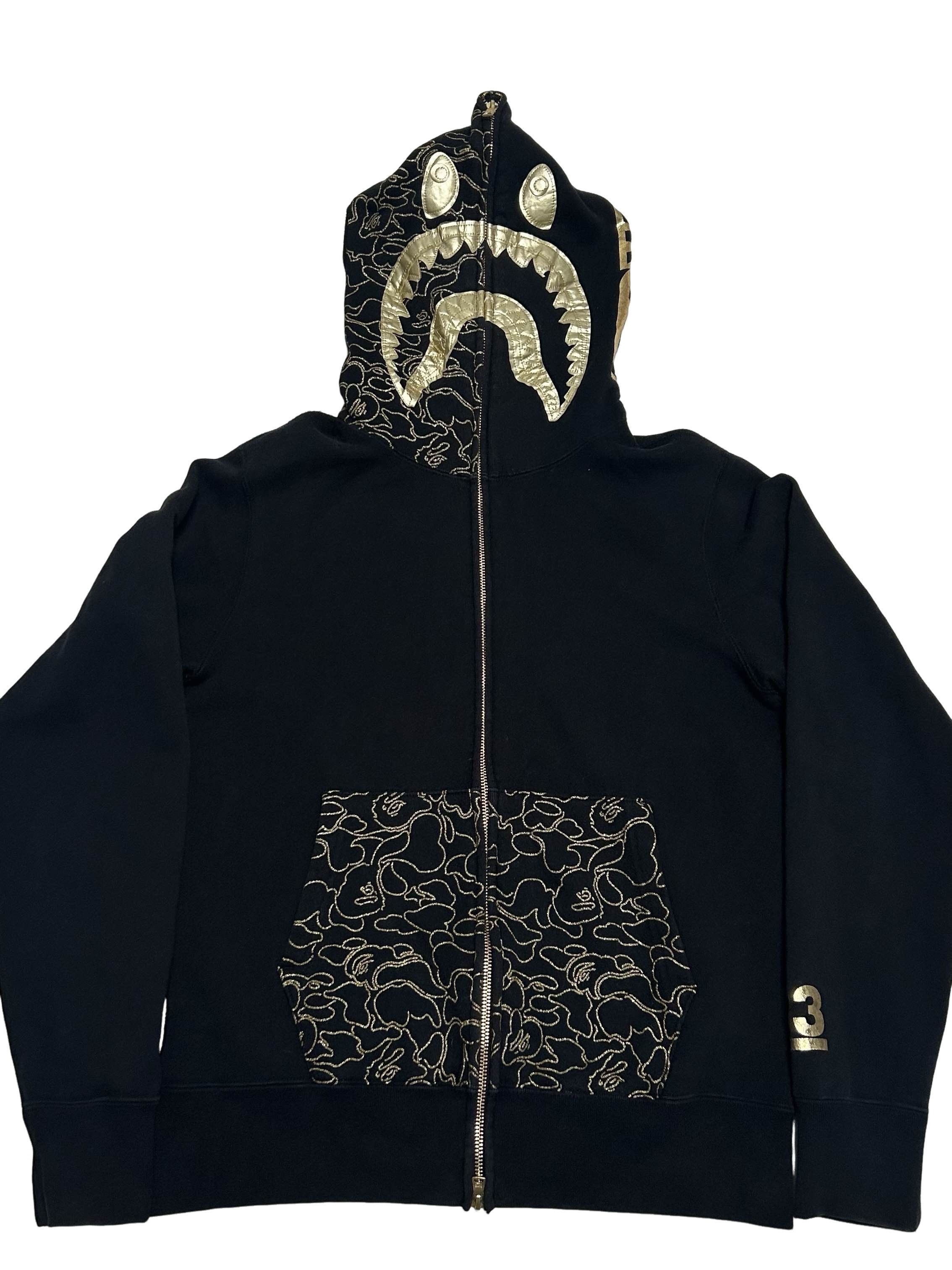 Bape A BATHING APE BAPE 23RD ANNIVERSARY SHARK HOODIE BLACK/GOLD