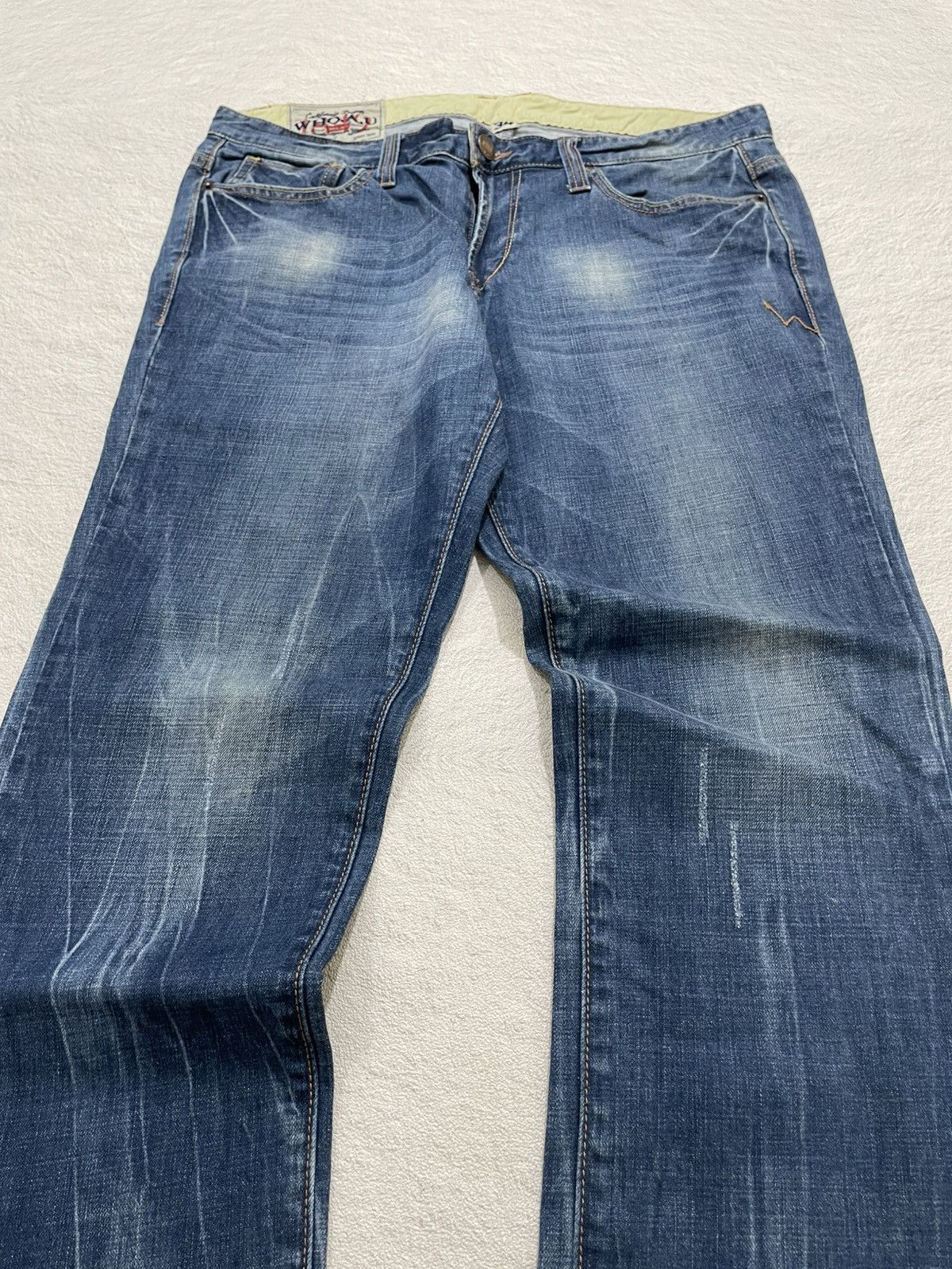 Japanese Brand 2000s WHO.A.U Japan Denim Faded Lightning Jeans Y2k Size US 34 / EU 50 - 2 Thumbnail