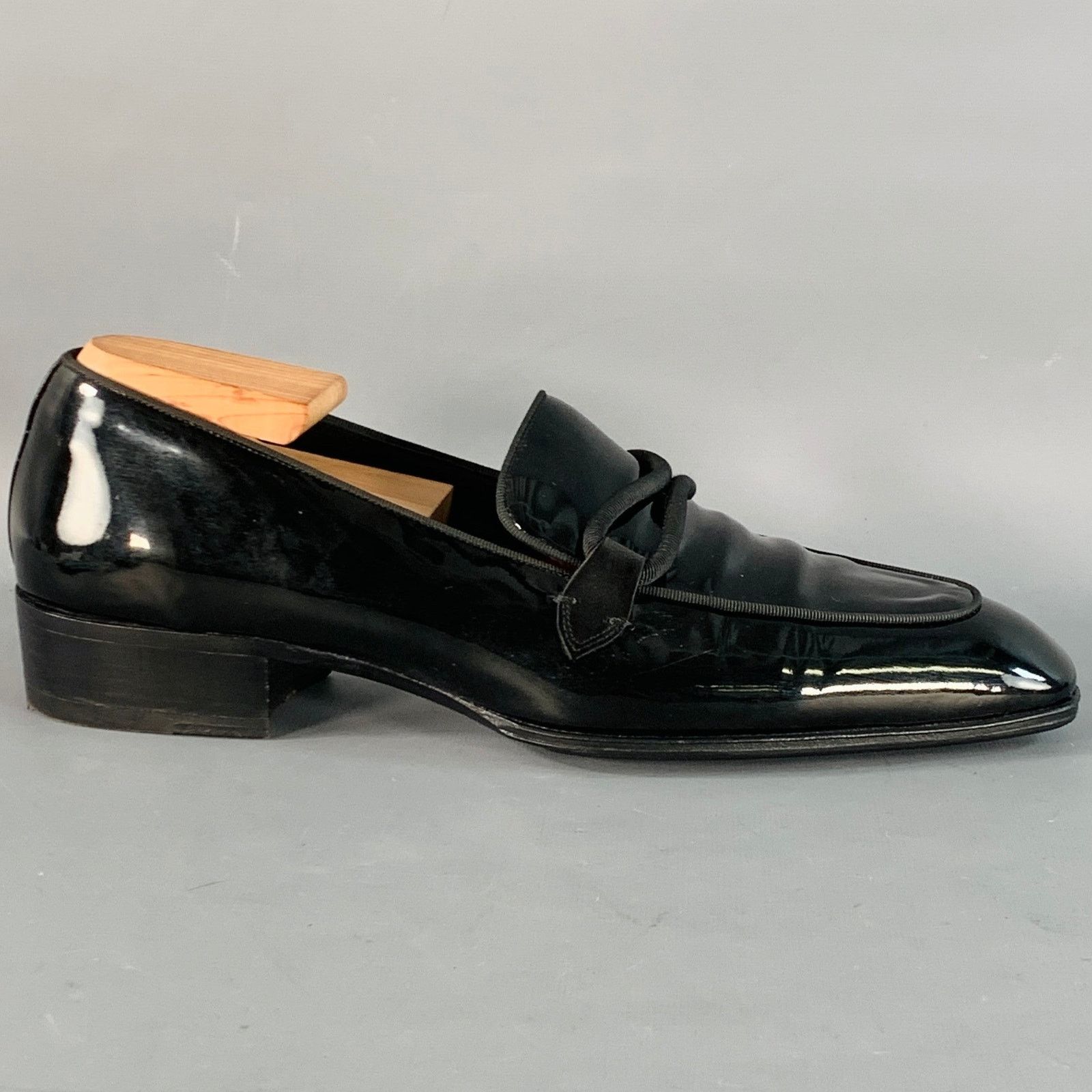 Tom Ford 10.5 Nero Black Patent Leather Grosgrain Trim Slip On Size US 10.5 / EU 43-44 - 2 Thumbnail