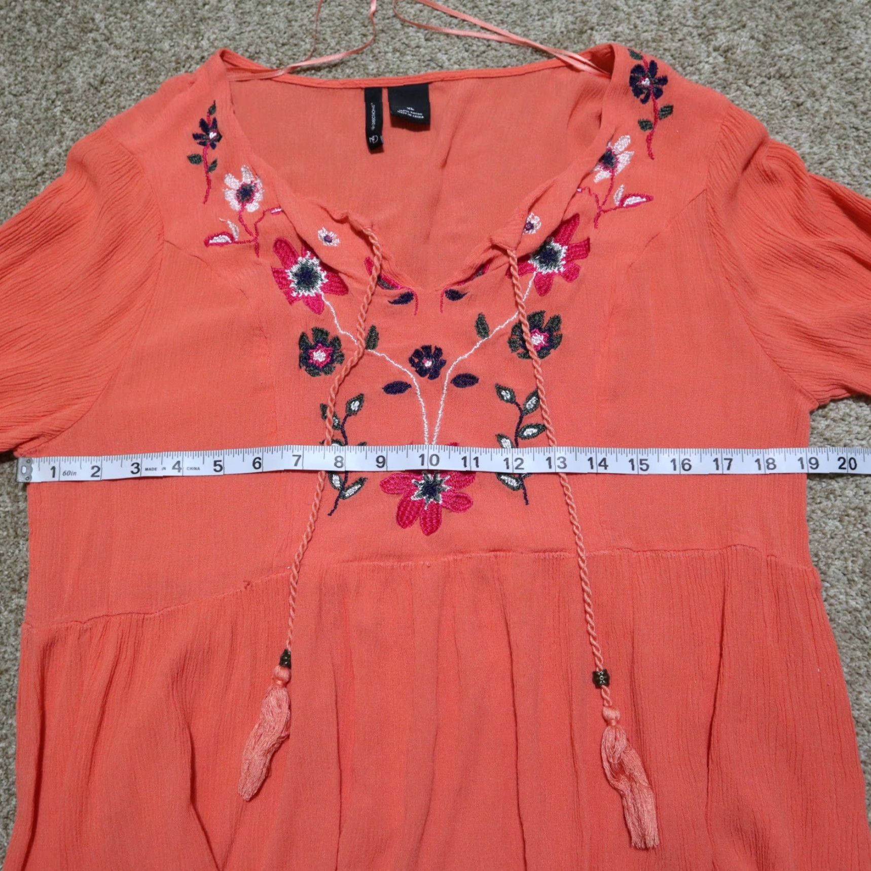 Vintage New Directions Shirt Adult XL Orange Floral 3/4 Sleeve Sequin Womens Size XL / US 12-14 / IT 48-50 - 5 Thumbnail