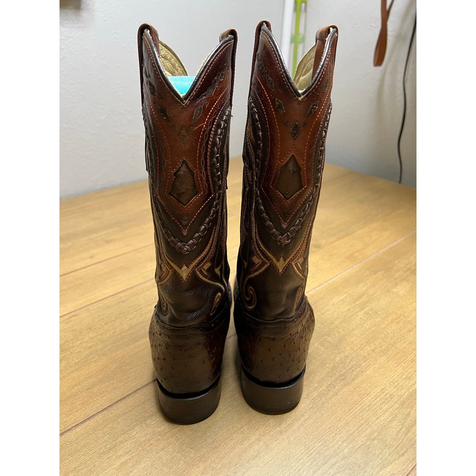 Los Altos Boots Los Altos Quill Ostrich Cowboy Boots Brown Leather Mens 7 EE Size US 7 / EU 40 - 12 Thumbnail