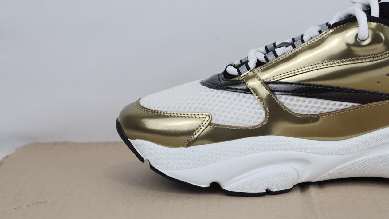Dior o1rshd1 Q.2 / B22 Calfskin Mesh Sneakers in Golden/White Size US 12 / EU 45 - 3 Thumbnail