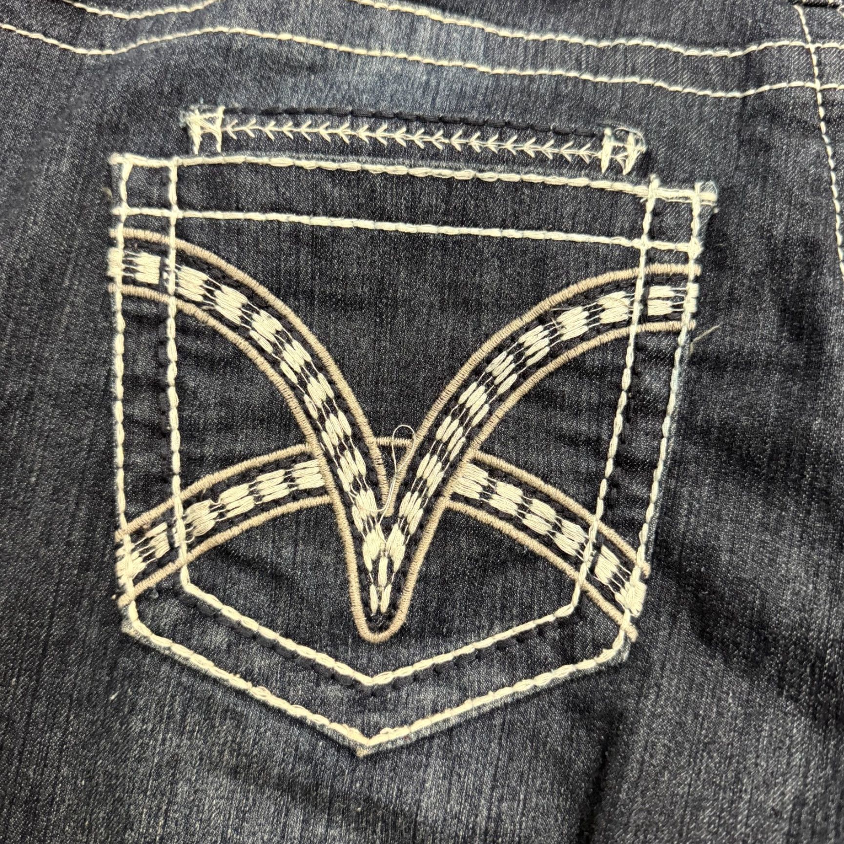 Denime VGS Slim Fit Bootcut Denim Jeans Womens 12 Blue Dark Wash Mid Rise Embro 35x30 - City Preppy Classic 90s? Size 35" - 5 Thumbnail