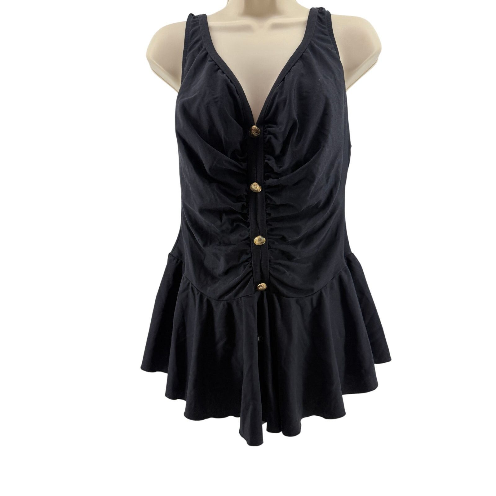 Basic Editions Vintage Basic Editions Swimsuit One Piece Black Skirt 20W Size ONE SIZE - 1 Thumbnail