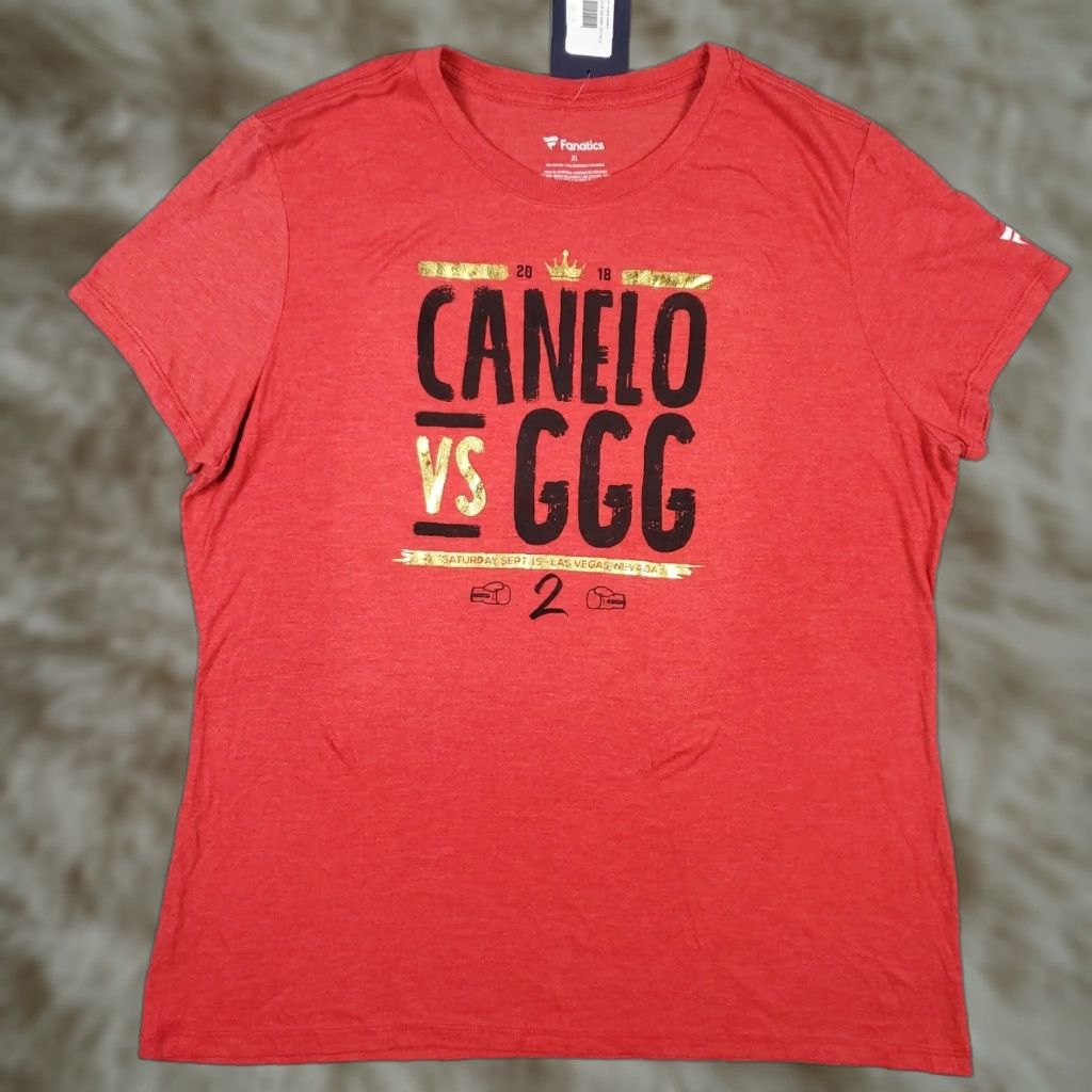 Vintage 2018 Canelo Alvarez Vs Gennady Golovkin GGG 2 Boxing T-Shirt Women's XL Fanatics Red Crew Neck Short Sleeve 90s Sports Box Size XL / US 12-14 / IT 48-50 - 1 Thumbnail